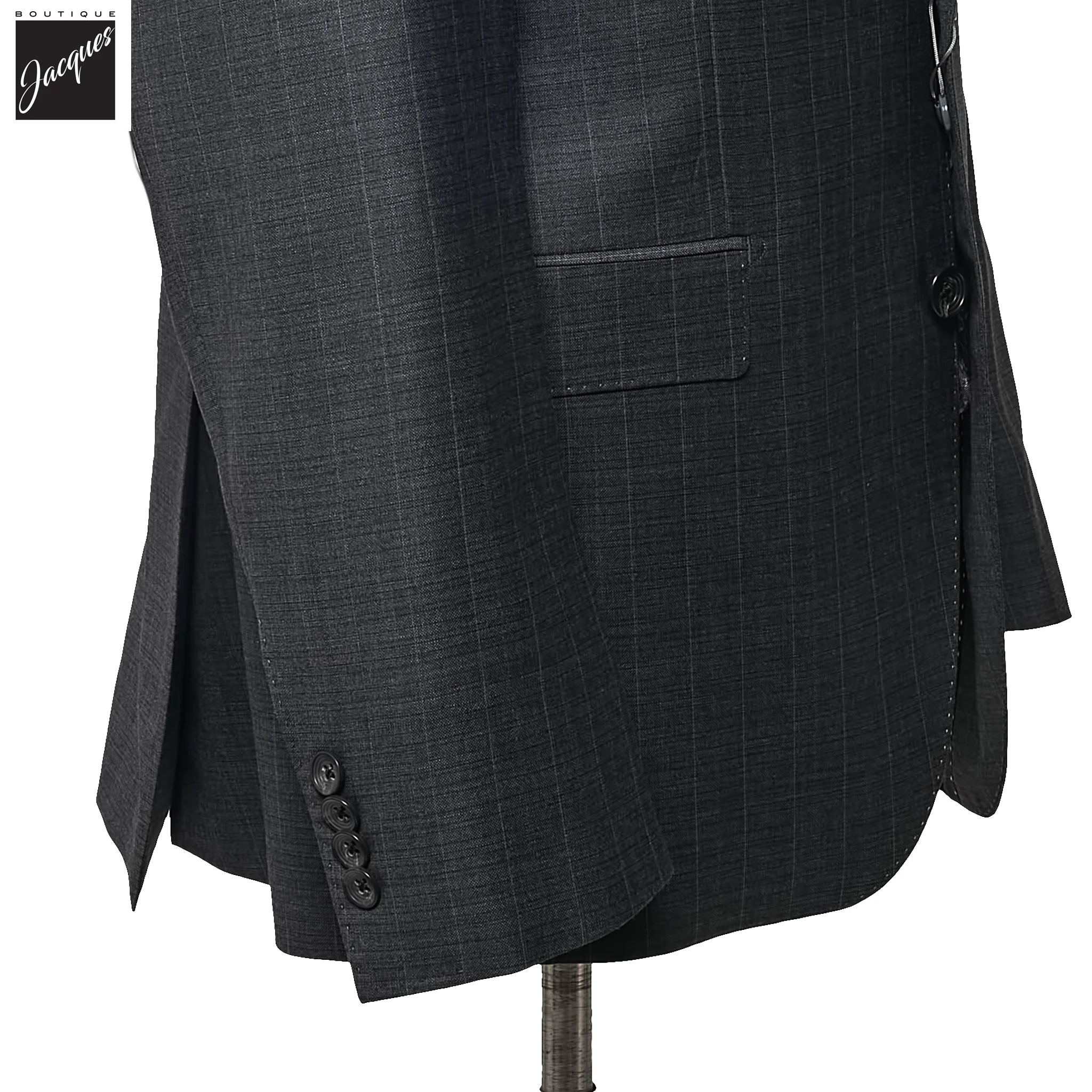 Charcoal Gray Stripe Loro Piana Super 150 Wool Essence Modern Fit Suit - Jack Victor 1913 - Image 3
