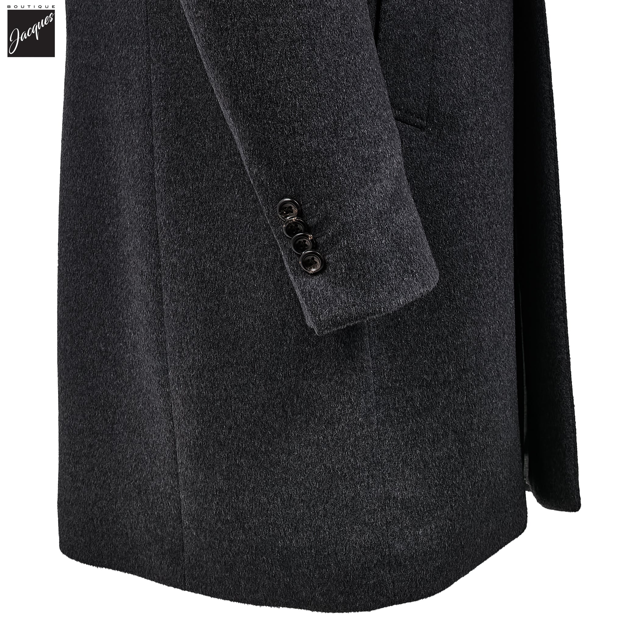 Charcoal Gray Wool Cashmere Colombo Thermo HydroTech Overcoat - Luigi Bianchi Mantova - Image 5