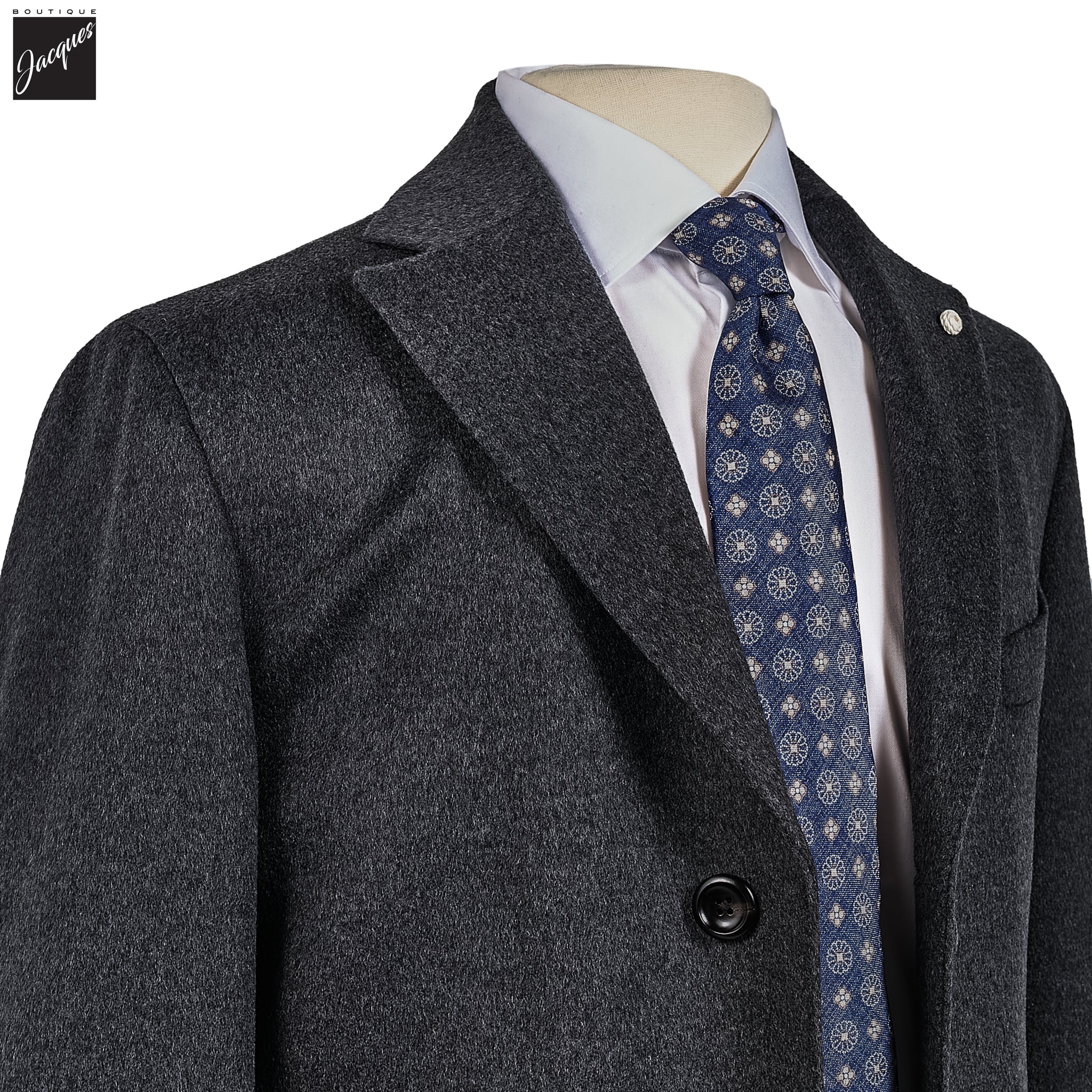 Charcoal Gray Wool Cashmere Colombo Thermo HydroTech Overcoat - Luigi Bianchi Mantova - Image 6