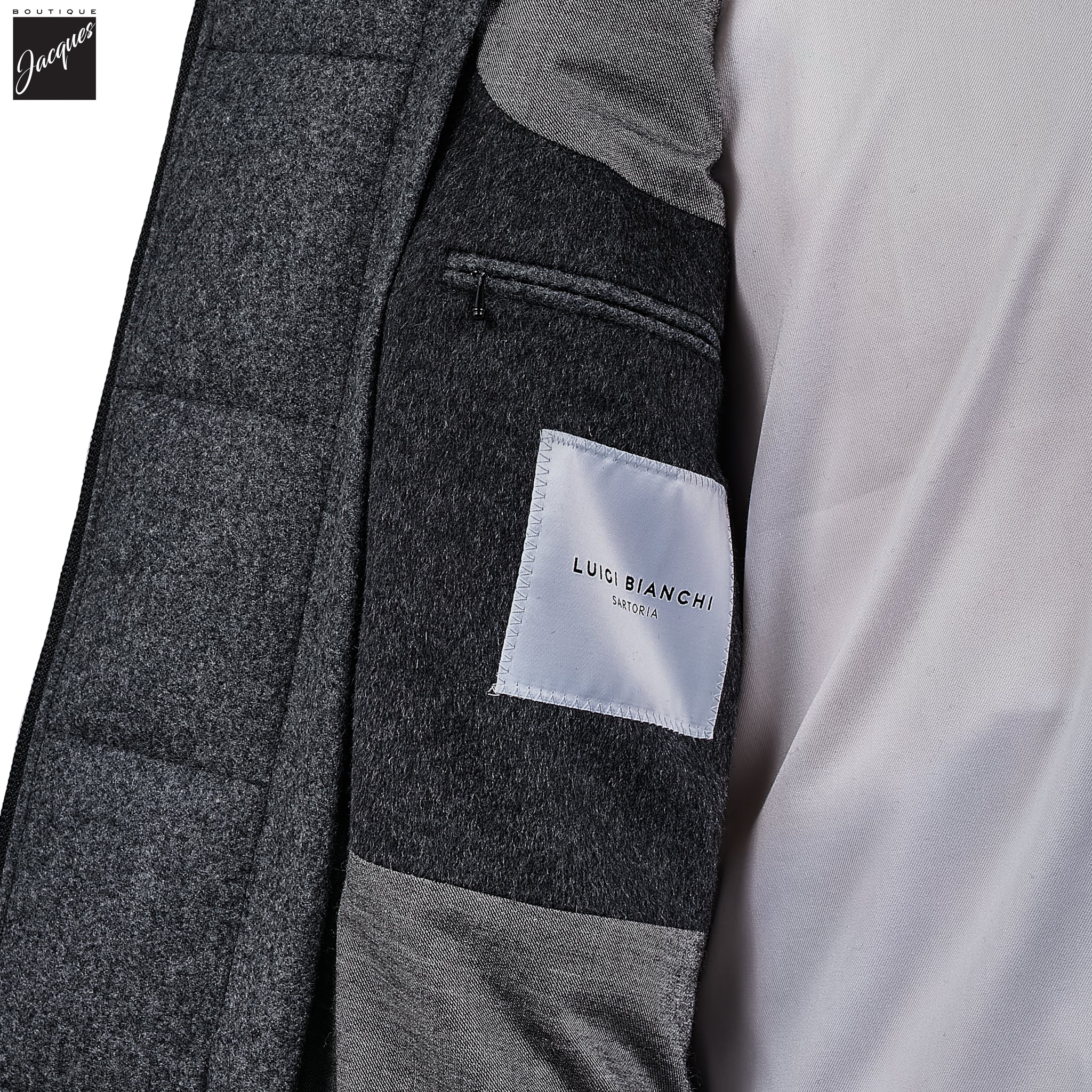 Charcoal Gray Wool Cashmere Colombo Thermo HydroTech Overcoat - Luigi Bianchi Mantova - Image 7