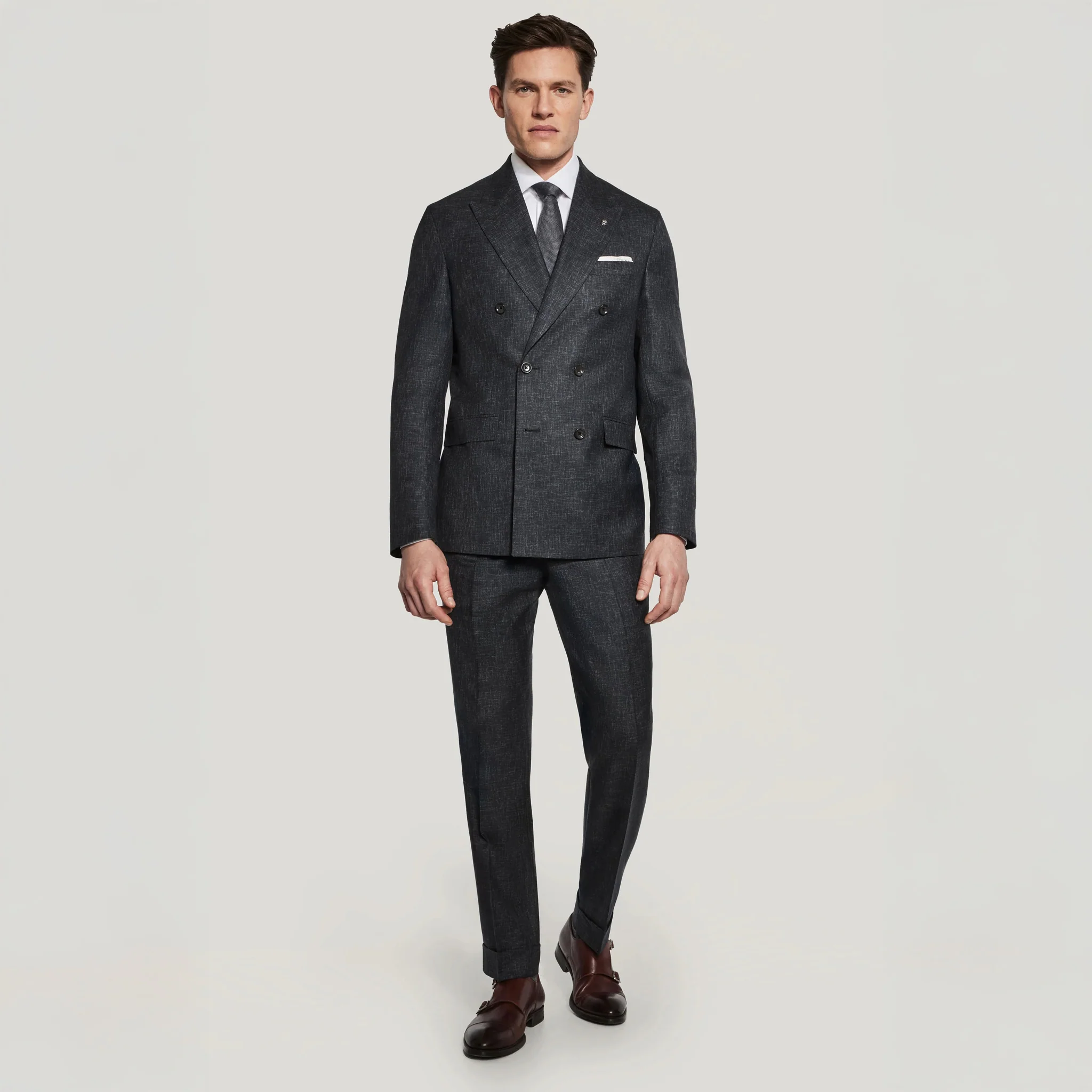 Charcoal Melange Martin Contemporary Fit Unconstructed Suit - Jack Victor - Image 3