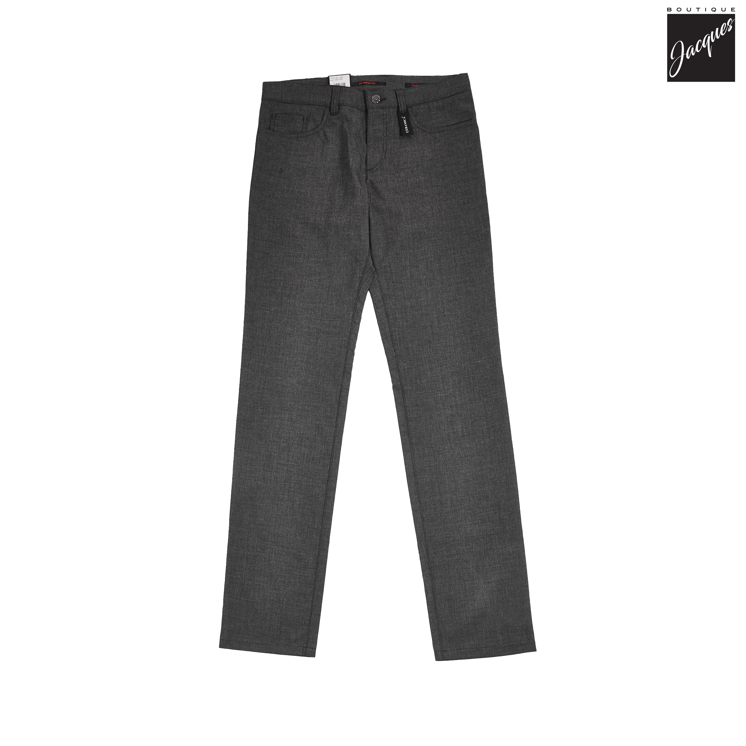 Charcoal Mini Pepita Pattern Ceramica Pipe Five Pocket Pants - ALBERTO - Image 4
