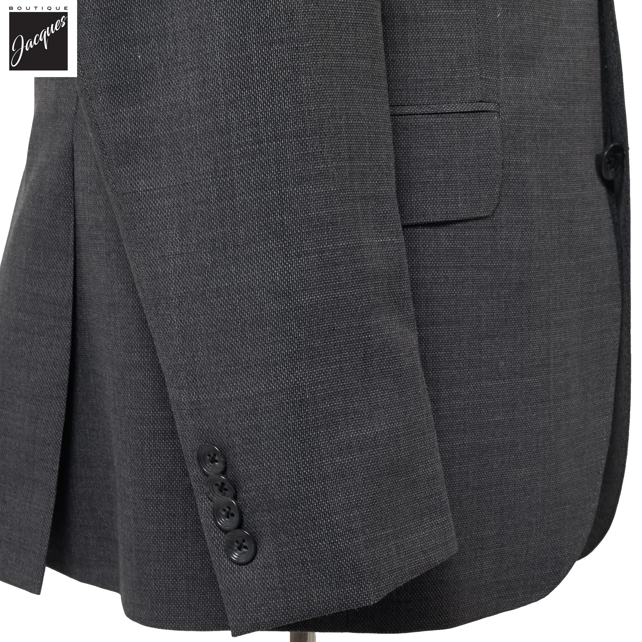 Charcoal Semi-Solid Wool Stretch Dean Contemporary Fit Suit - Jack Victor - Image 3