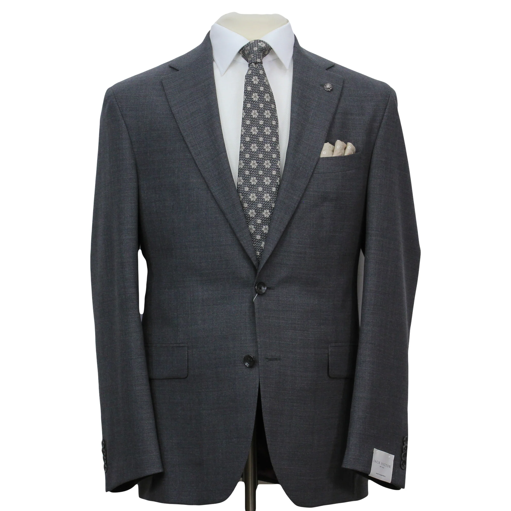 Charcoal Semi-Solid Wool Stretch Dean Contemporary Fit Suit - Jack Victor - Image 4