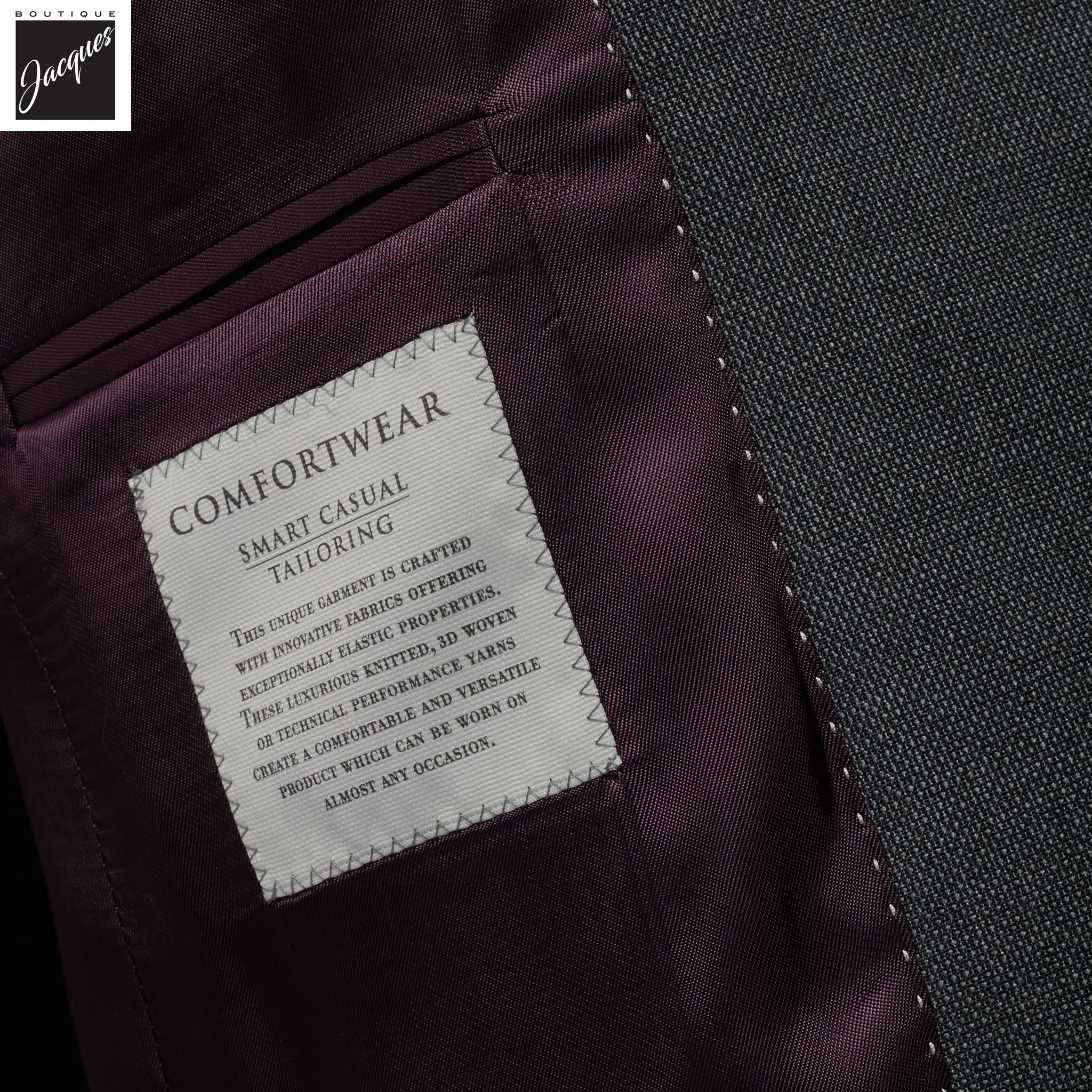 Charcoal Semi-Solid Wool Stretch Dean Contemporary Fit Suit - Jack Victor - Image 9