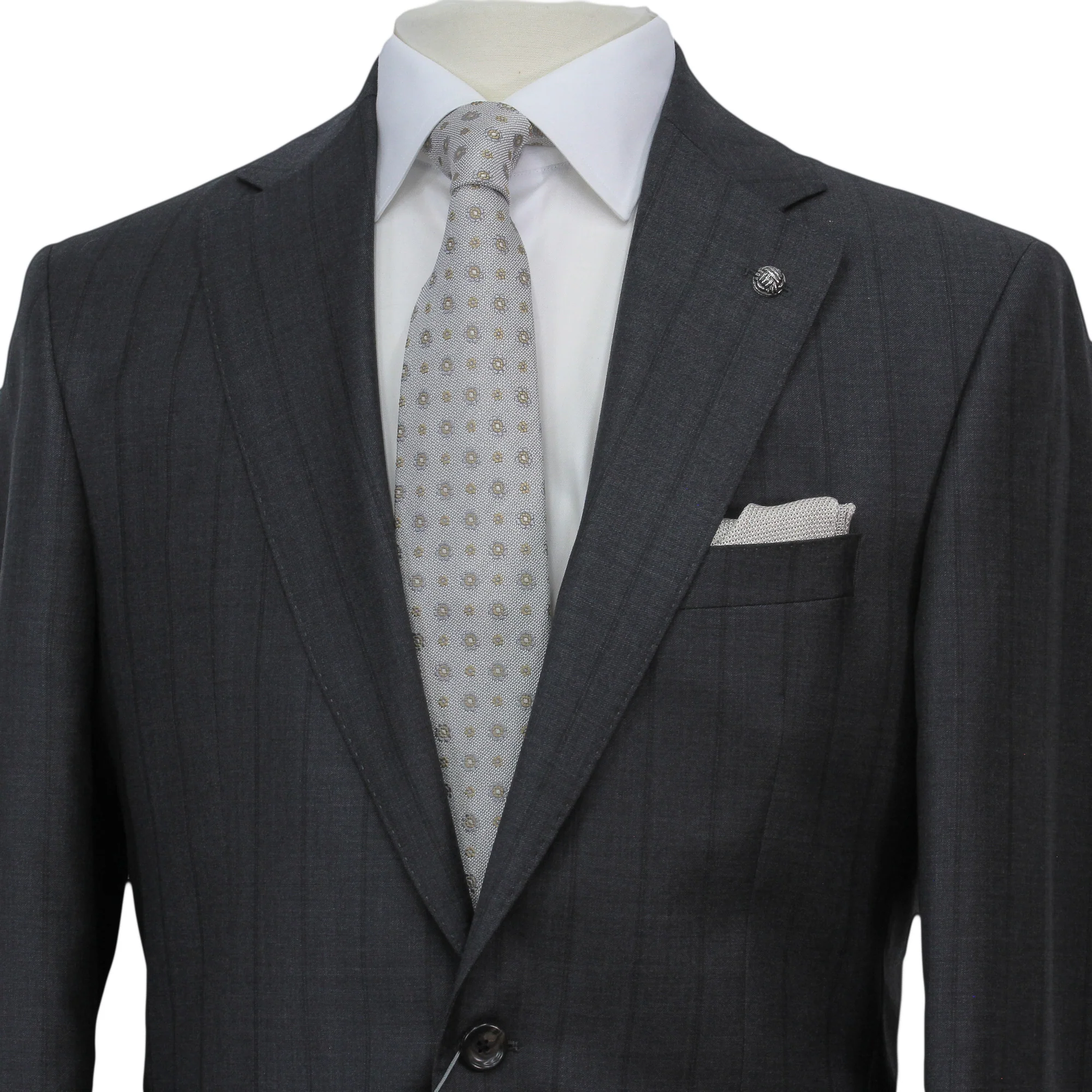 Charcoal Striped Loro Piana Super 170's Wool-Cashmere Modern Fit Suit - Jack Victor 1913 - Image 2