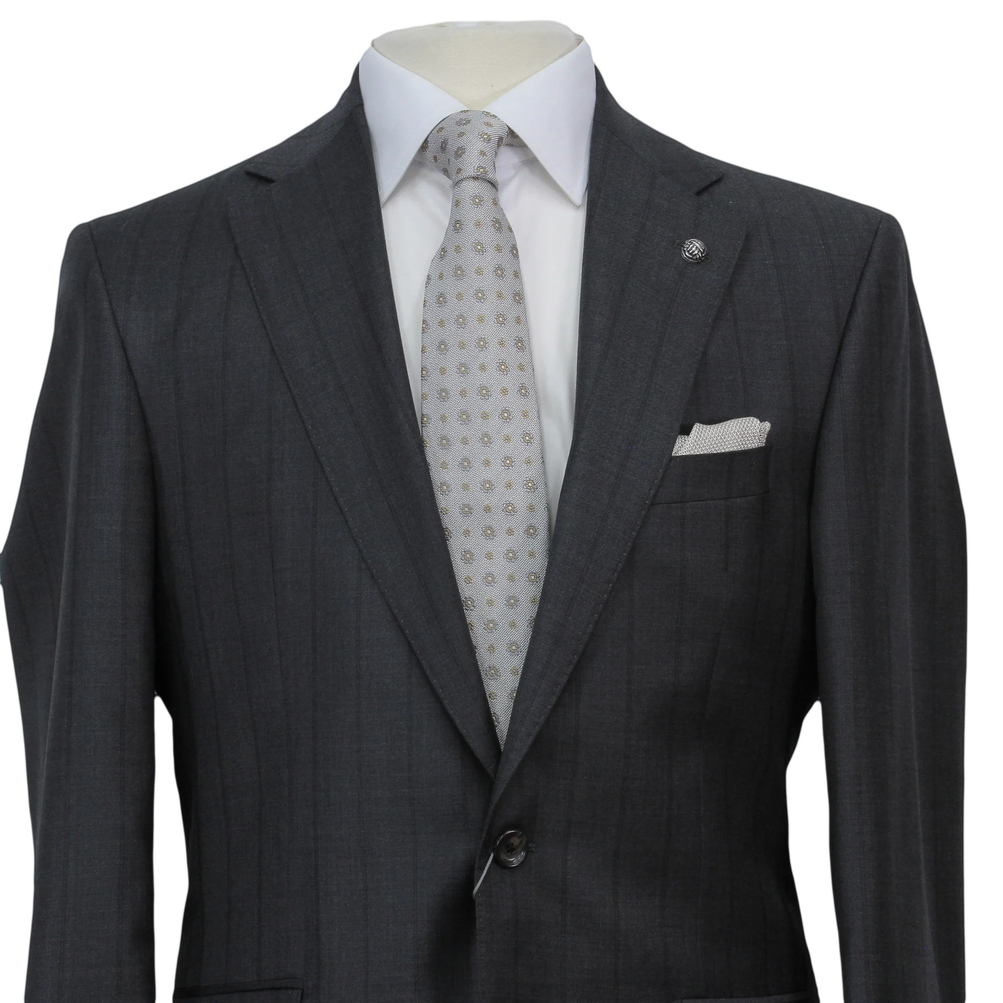 Charcoal Striped Loro Piana Super 170's Wool-Cashmere Modern Fit Suit - Jack Victor 1913 - Image 3