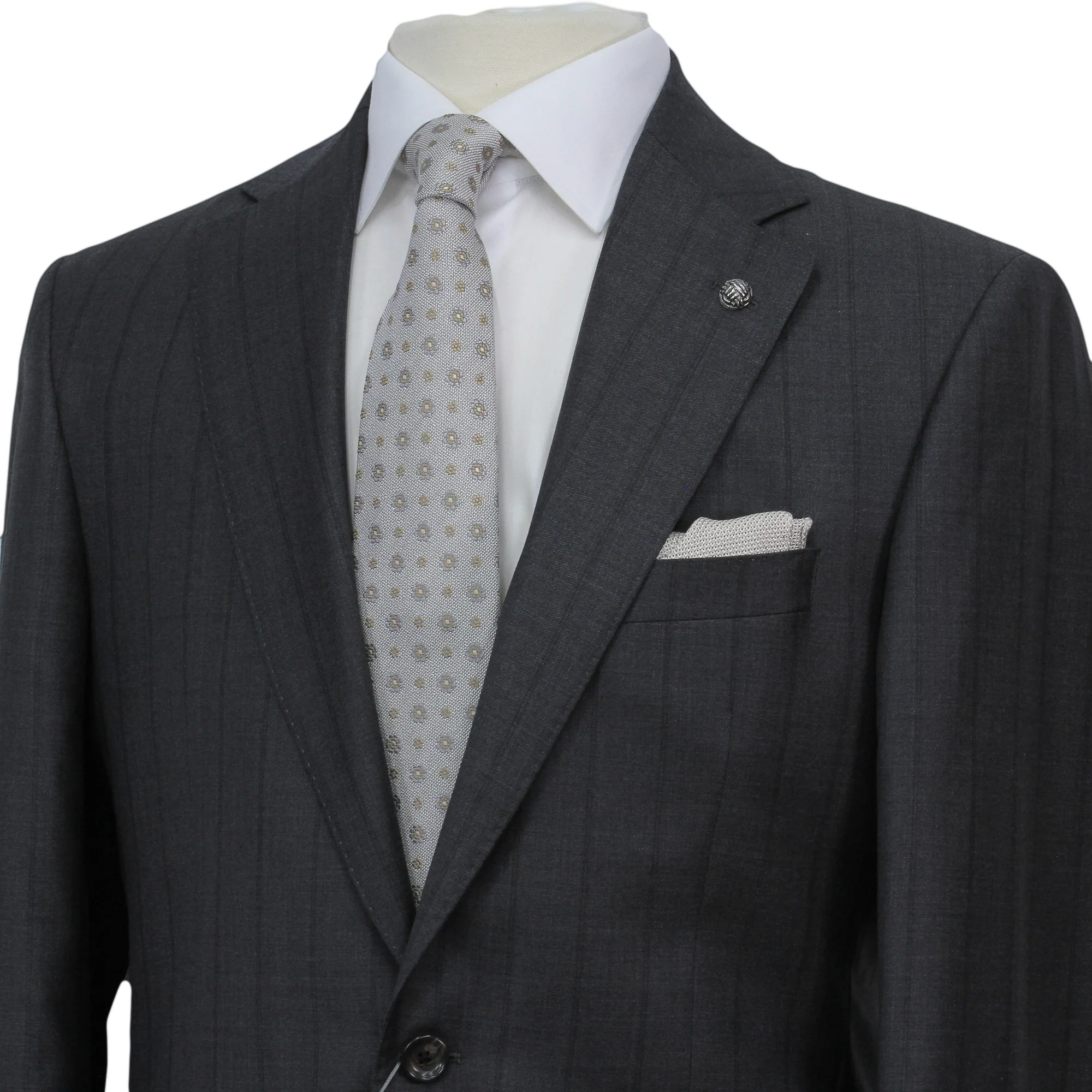 Charcoal Striped Loro Piana Super 170's Wool-Cashmere Modern Fit Suit - Jack Victor 1913 - Image 4