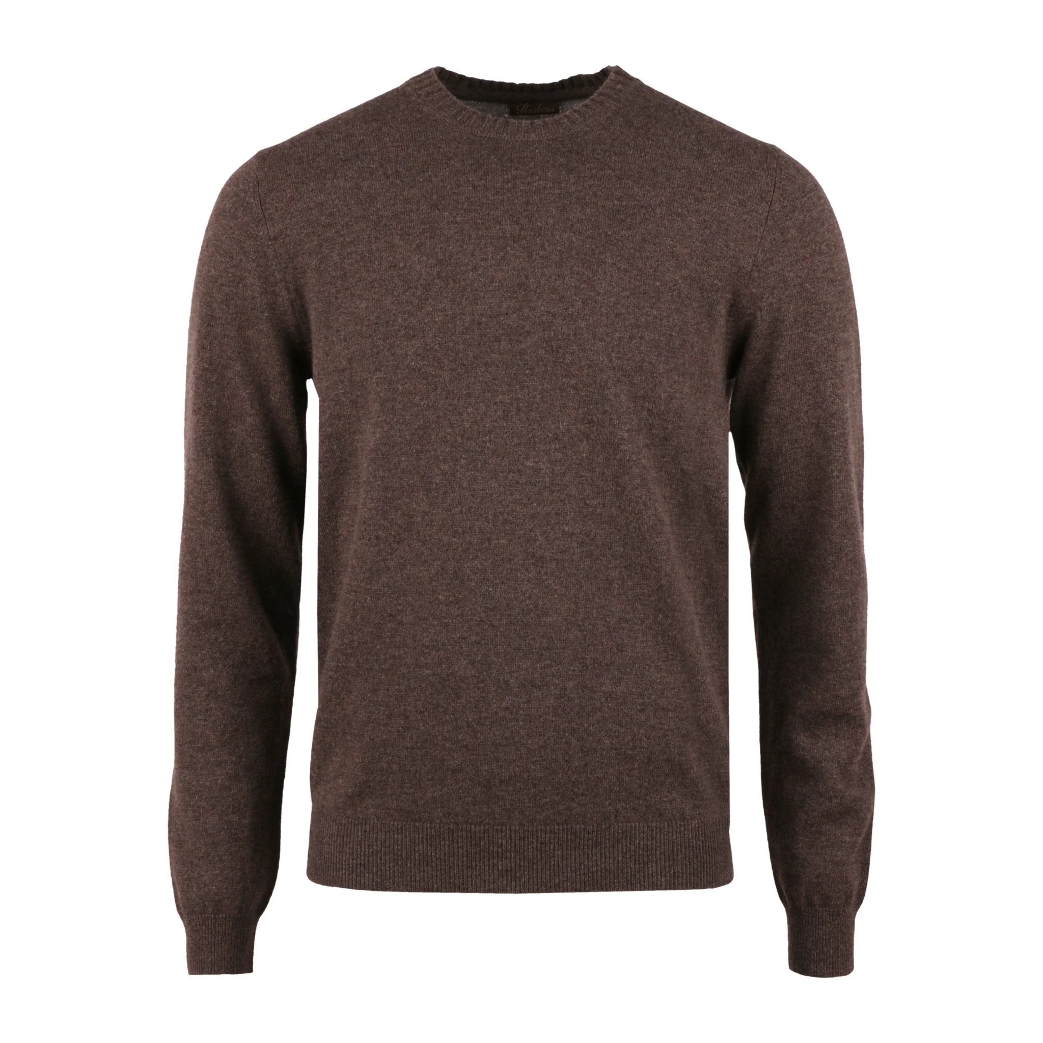 Chocolate Brown Cashmere Knit Crew Neck Sweater - Stenströms - Image 4