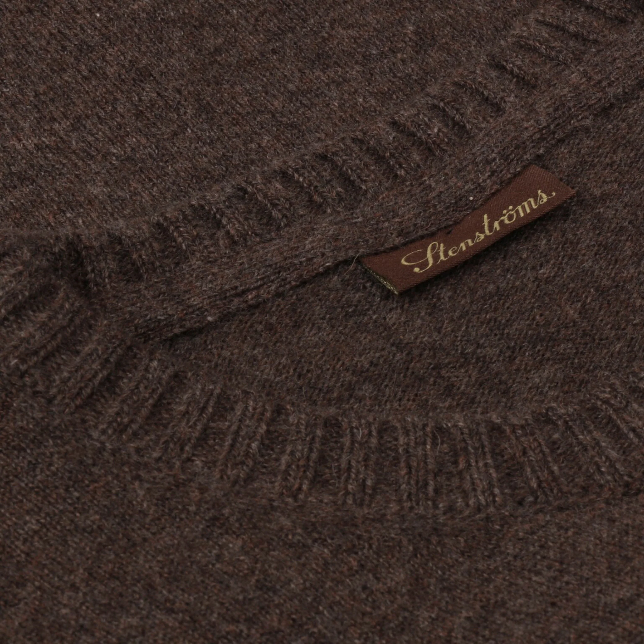 Chocolate Brown Cashmere Knit Crew Neck Sweater - Stenströms - Image 7