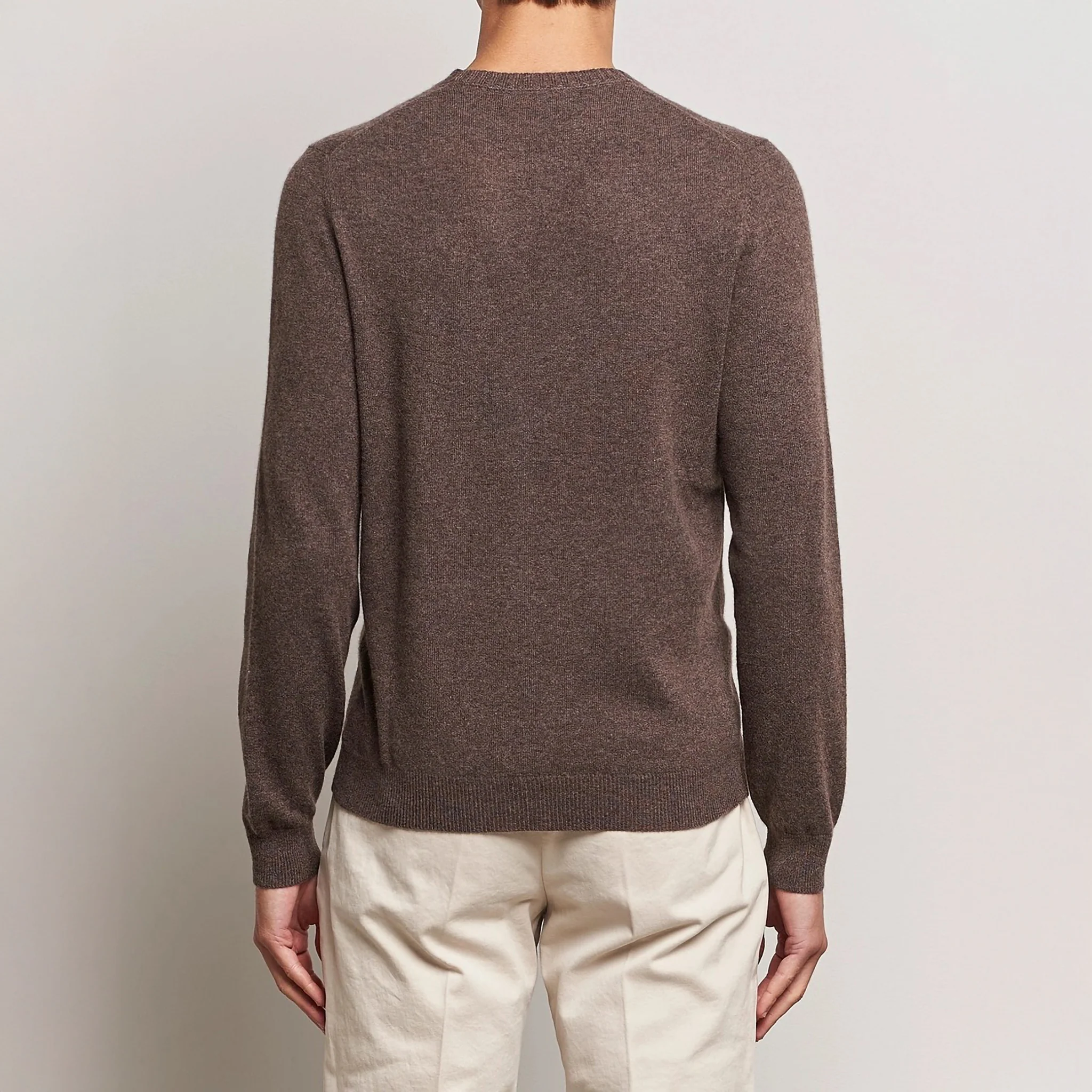 Chocolate Brown Cashmere Knit Crew Neck Sweater - Stenströms - Image 8