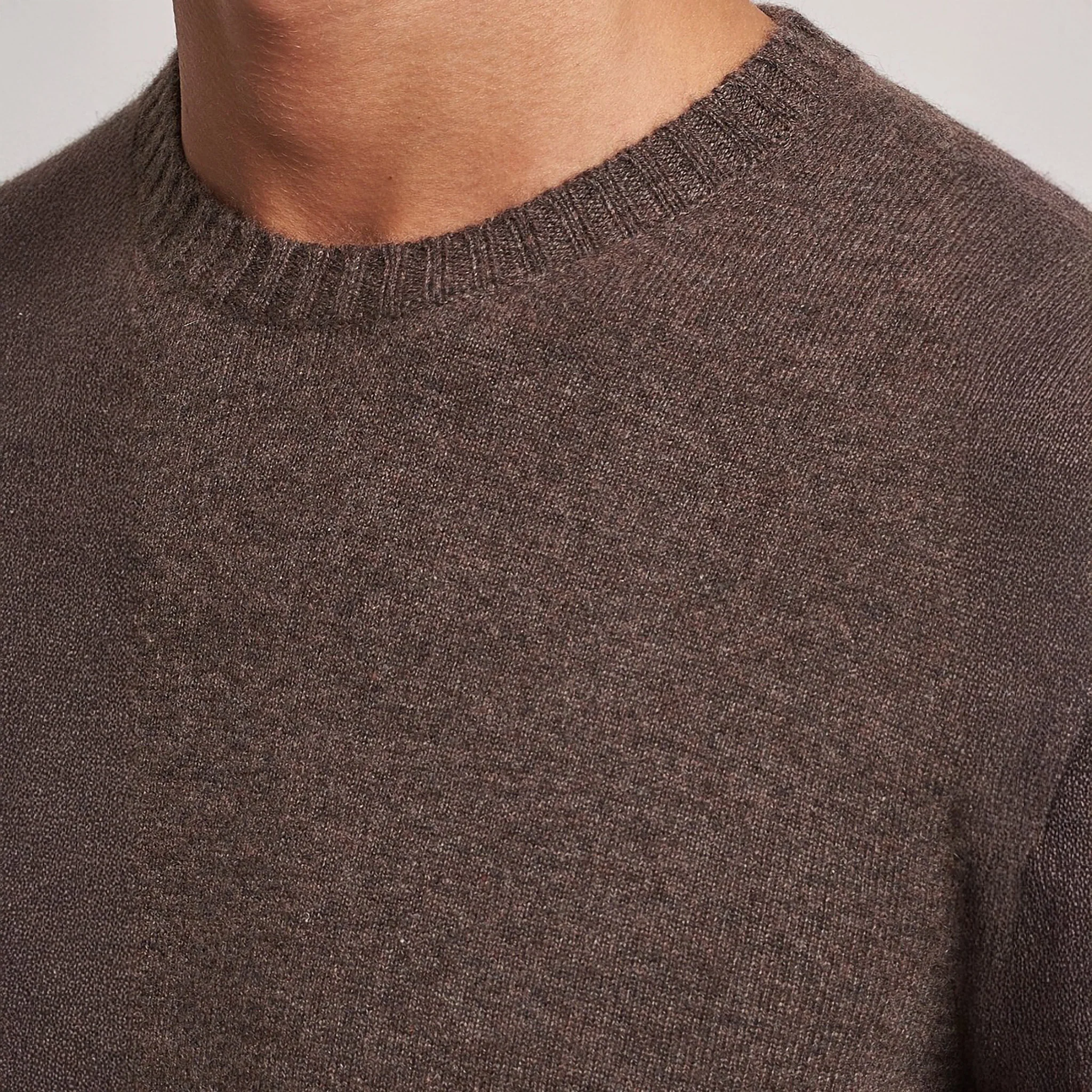 Chocolate Brown Cashmere Knit Crew Neck Sweater - Stenströms - Image 9