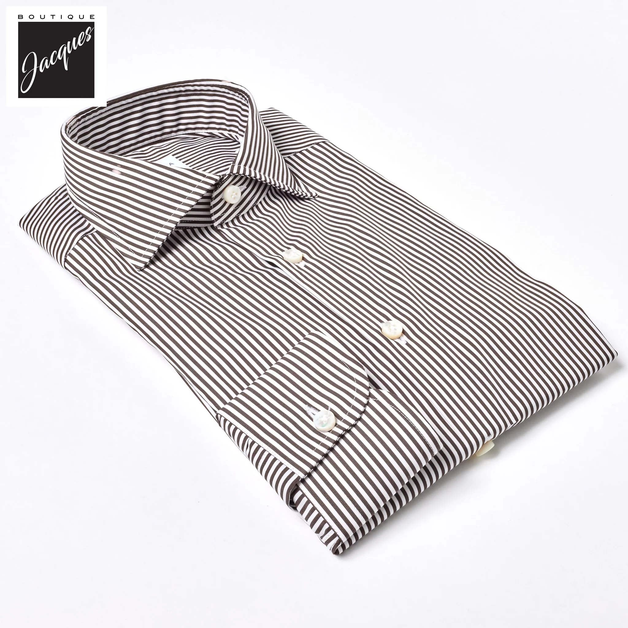 Chocolate Brown Striped Superior Cotton Modern Fit Dress Shirt - SONRISA - Image 6