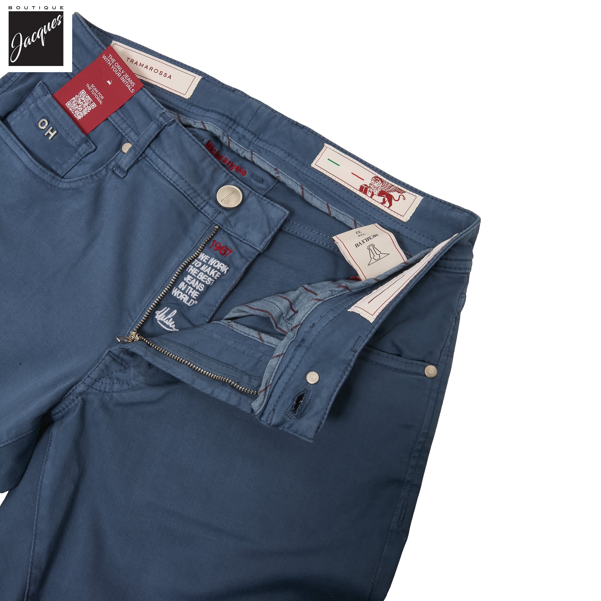 Cloud Blue Soft Dye Michelangelo Super-Stretch Five Pocket Pants - TRAMAROSSA - Image 5