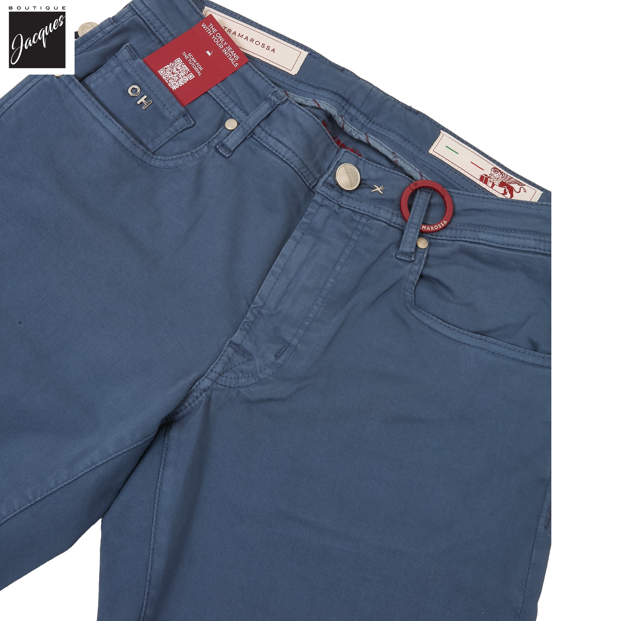 Cloud Blue Soft Dye Michelangelo Super-Stretch Five Pocket Pants - TRAMAROSSA - Image 6