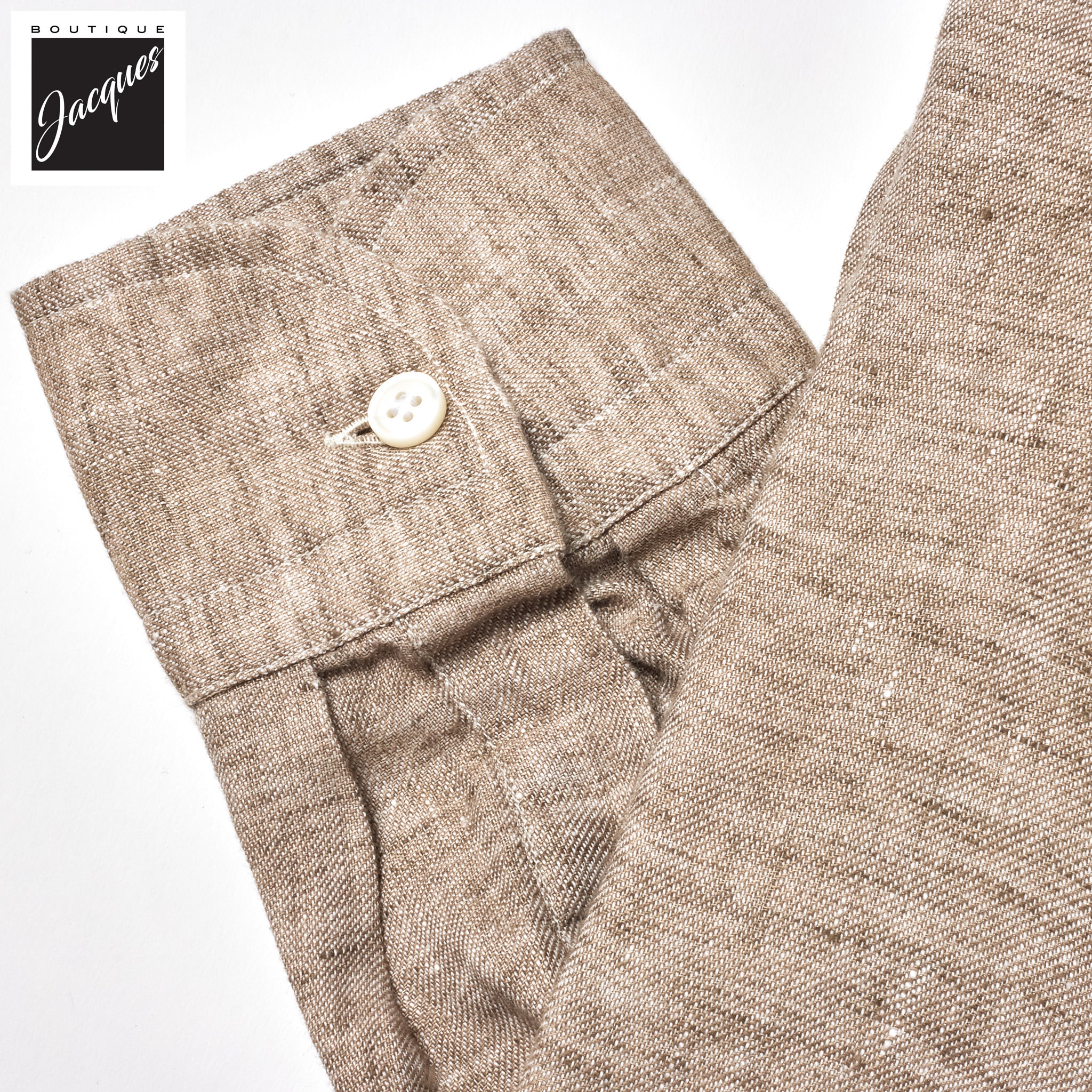 Coffee Brown Garment-Dyed Linen Modern Fit Casual Shirt - SONRISA - Image 3