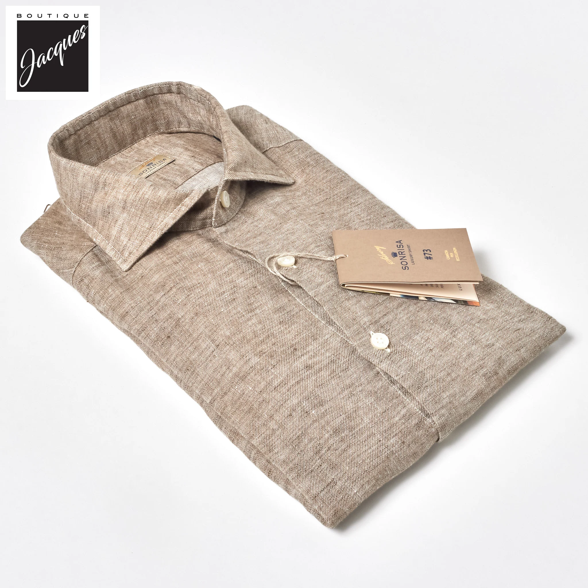 Coffee Brown Garment-Dyed Linen Modern Fit Casual Shirt - SONRISA - Image 4