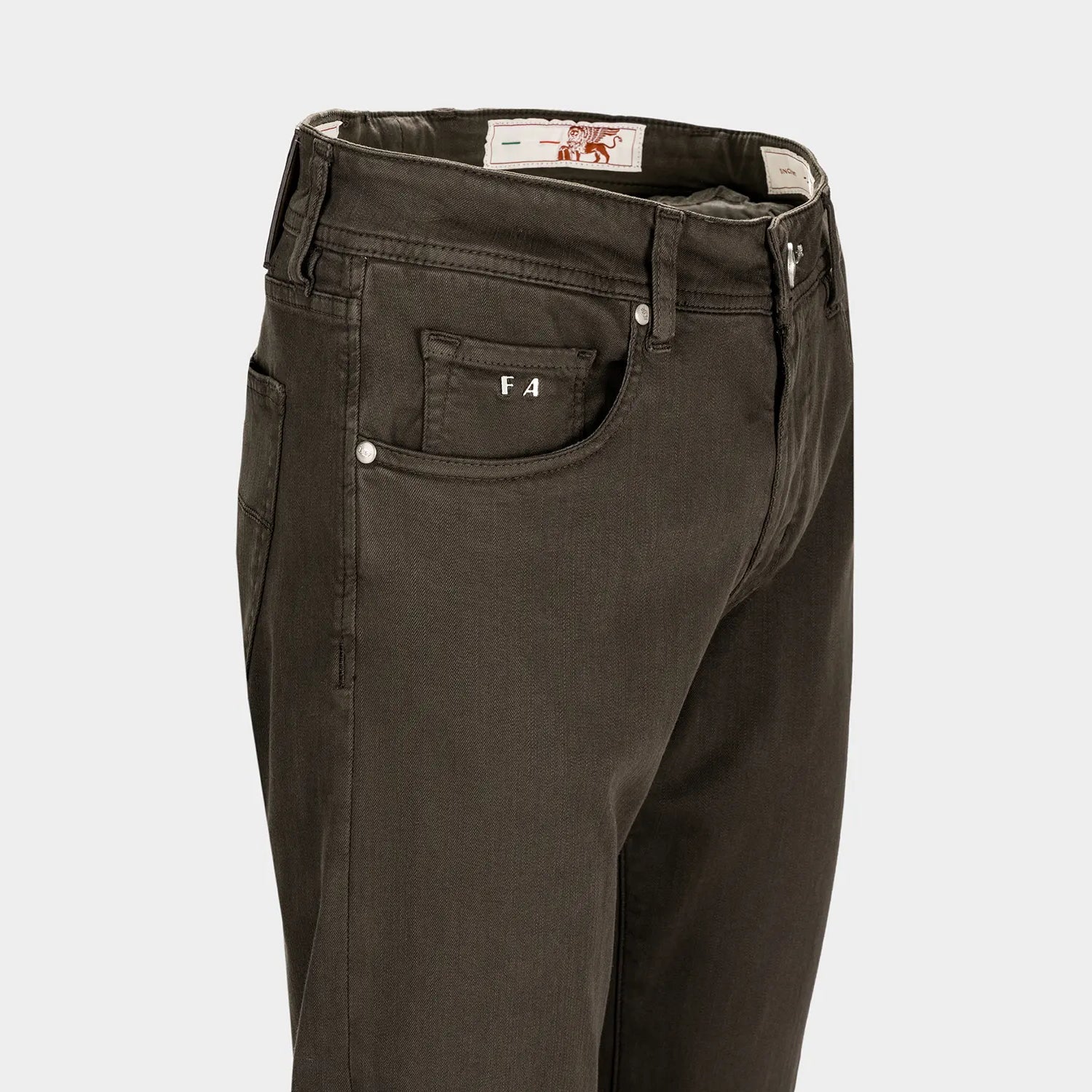 Coffee Brown Soft Dye Michelangelo Fit Super-Stretch Pants - TRAMAROSSA - Image 3