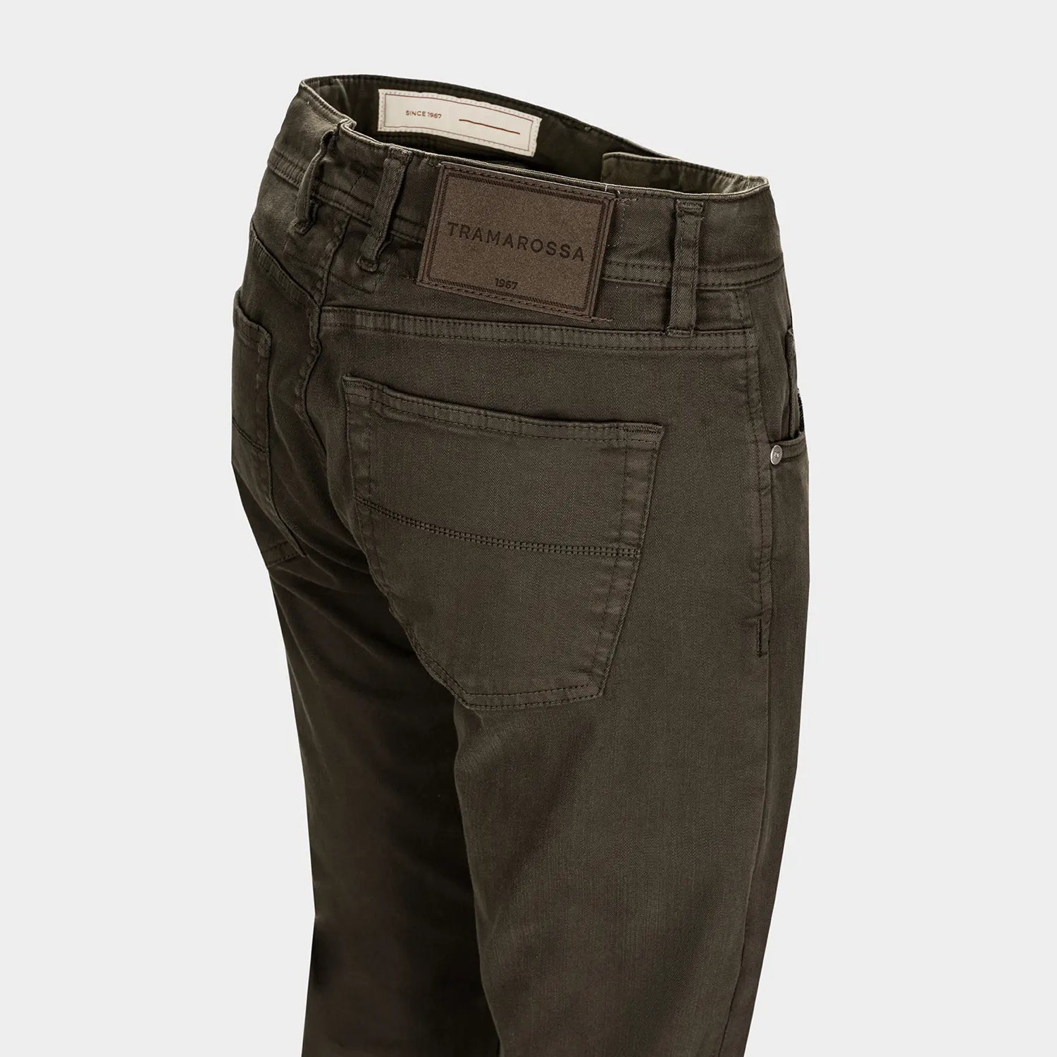 Coffee Brown Soft Dye Michelangelo Fit Super-Stretch Pants - TRAMAROSSA - Image 4