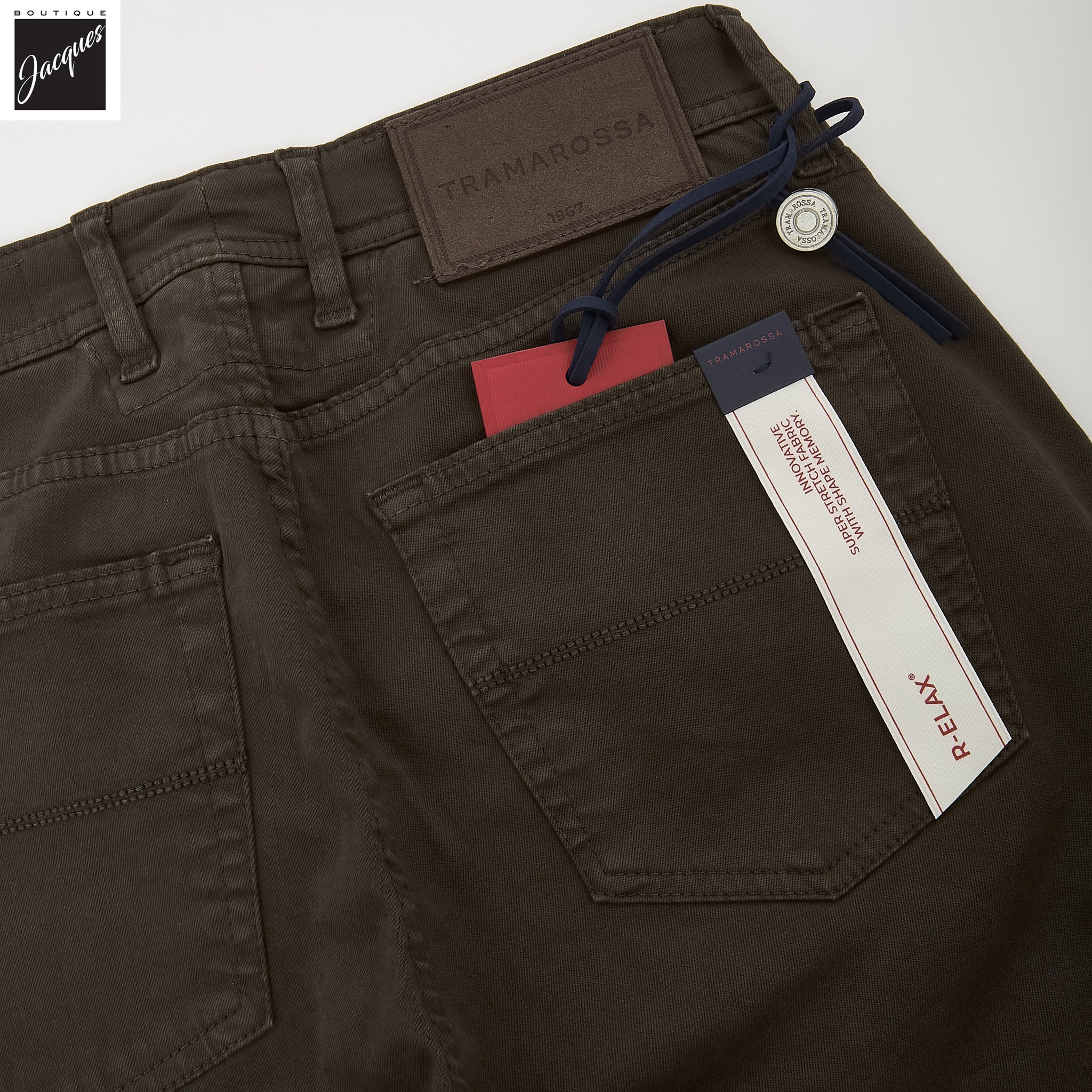 Coffee Brown Soft Dye Michelangelo Fit Super-Stretch Pants - TRAMAROSSA - Image 7