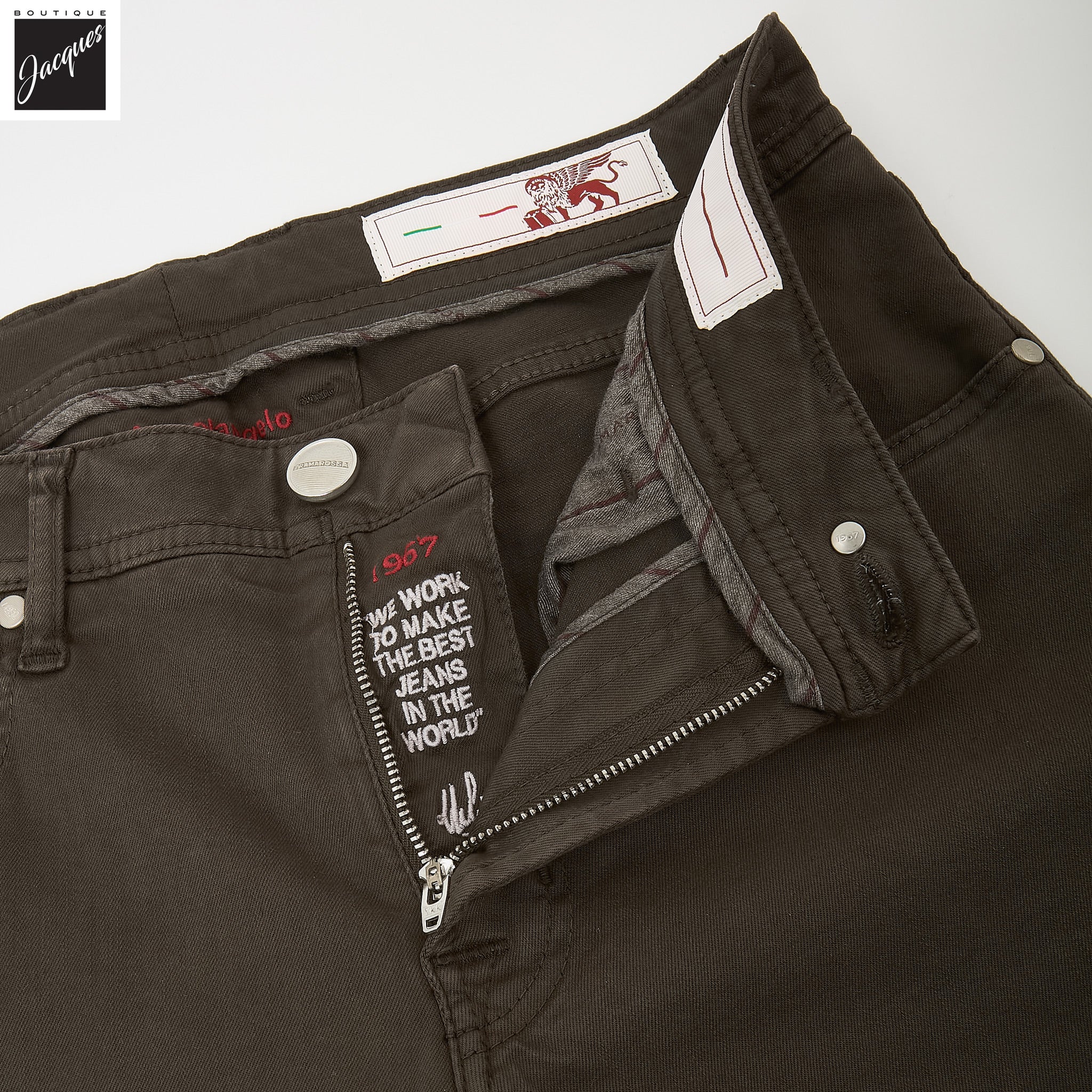 Coffee Brown Soft Dye Michelangelo Fit Super-Stretch Pants - TRAMAROSSA - Image 6