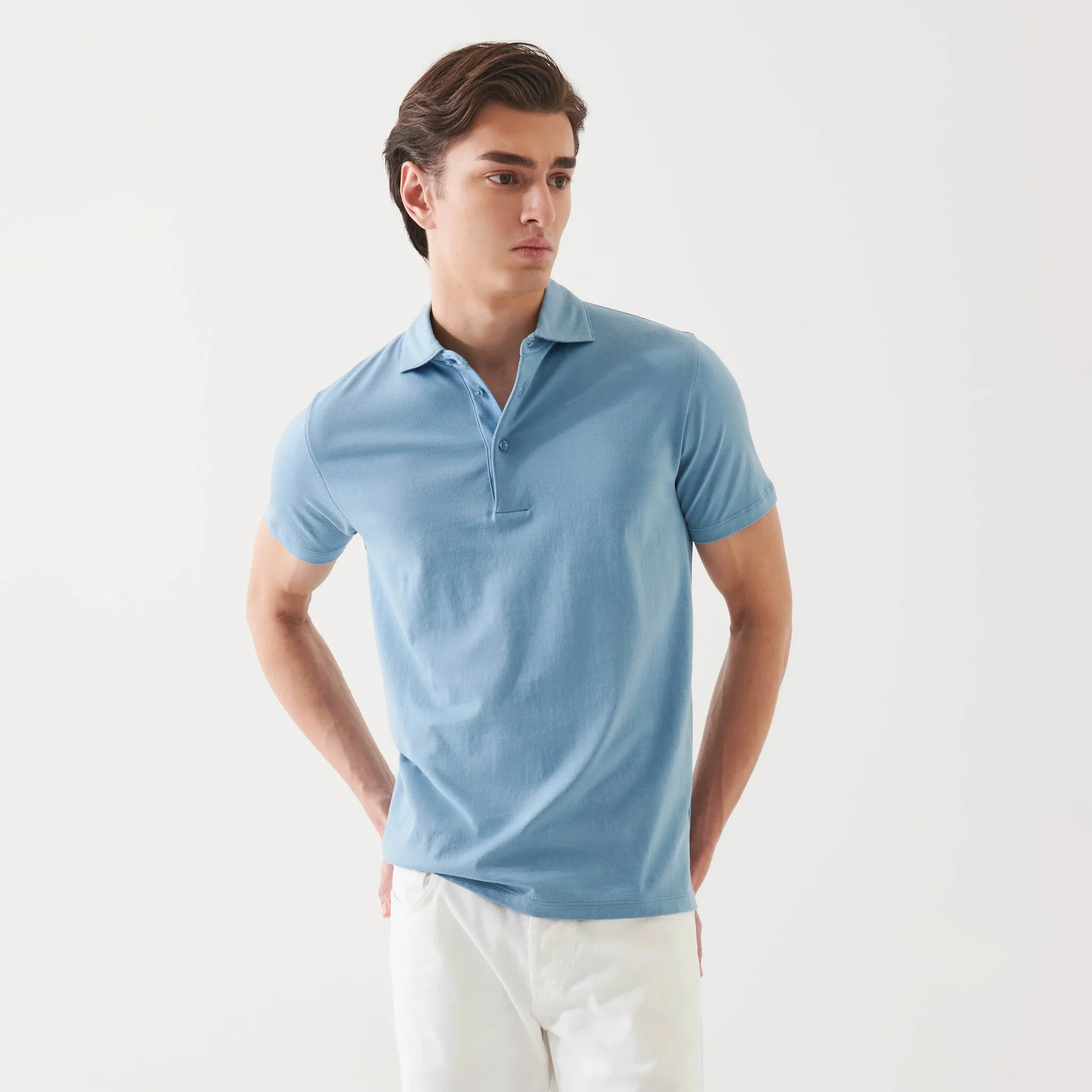 Country Blue Mercerized Pima Cotton Short Sleeve Polo Shirt - Patrick Assaraf