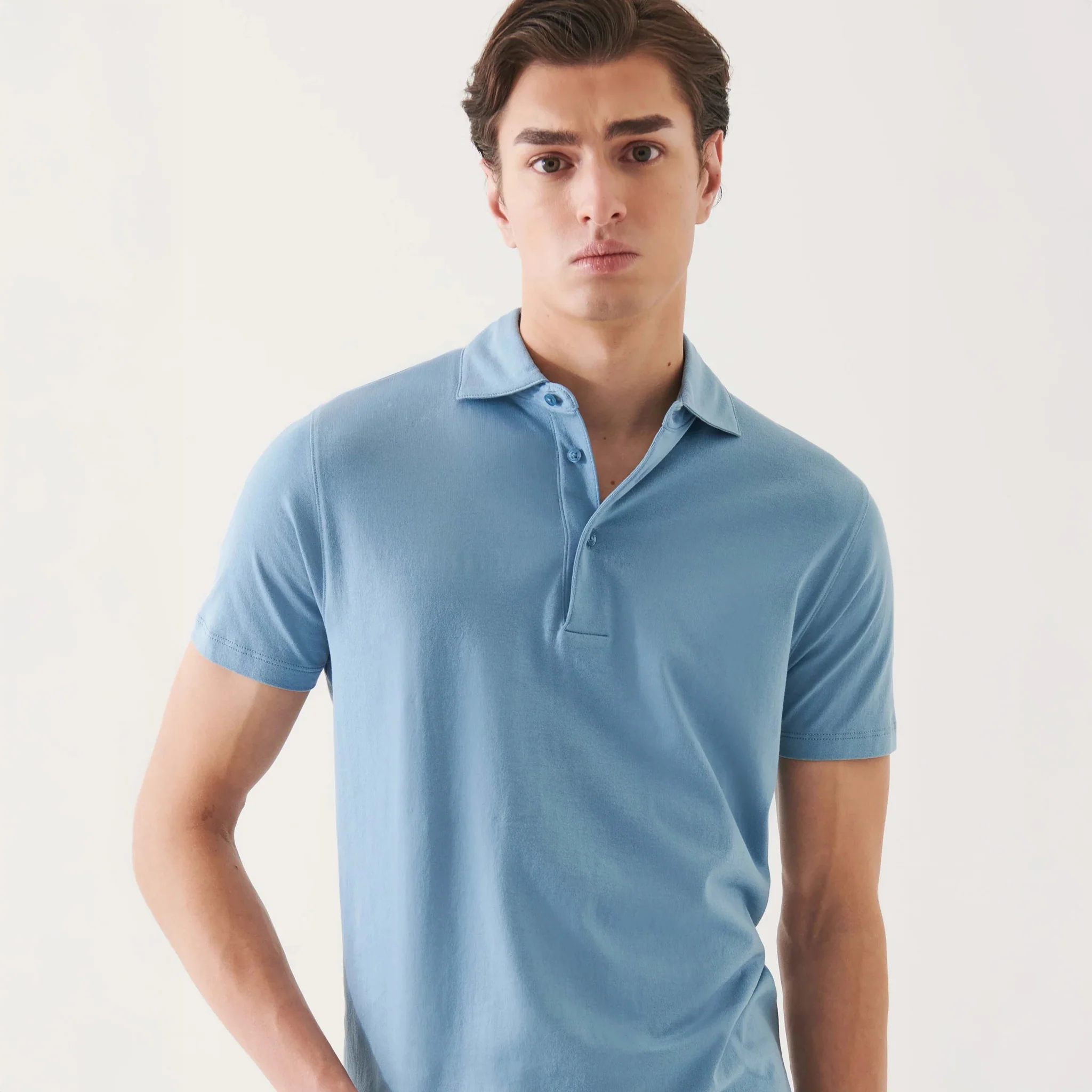Country Blue Mercerized Pima Cotton Short Sleeve Polo Shirt - Patrick Assaraf - Image 3