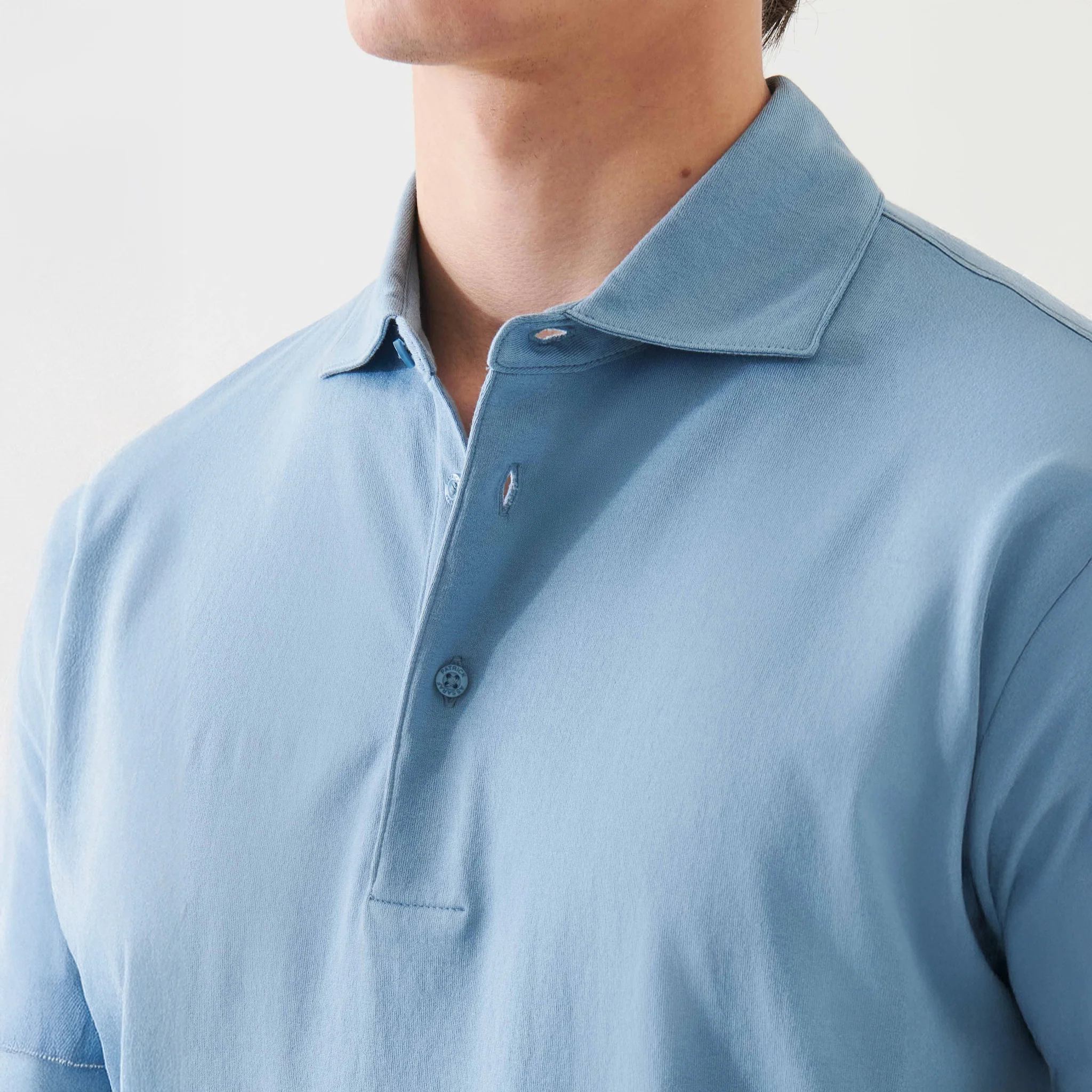 Country Blue Mercerized Pima Cotton Short Sleeve Polo Shirt - Patrick Assaraf - Image 4