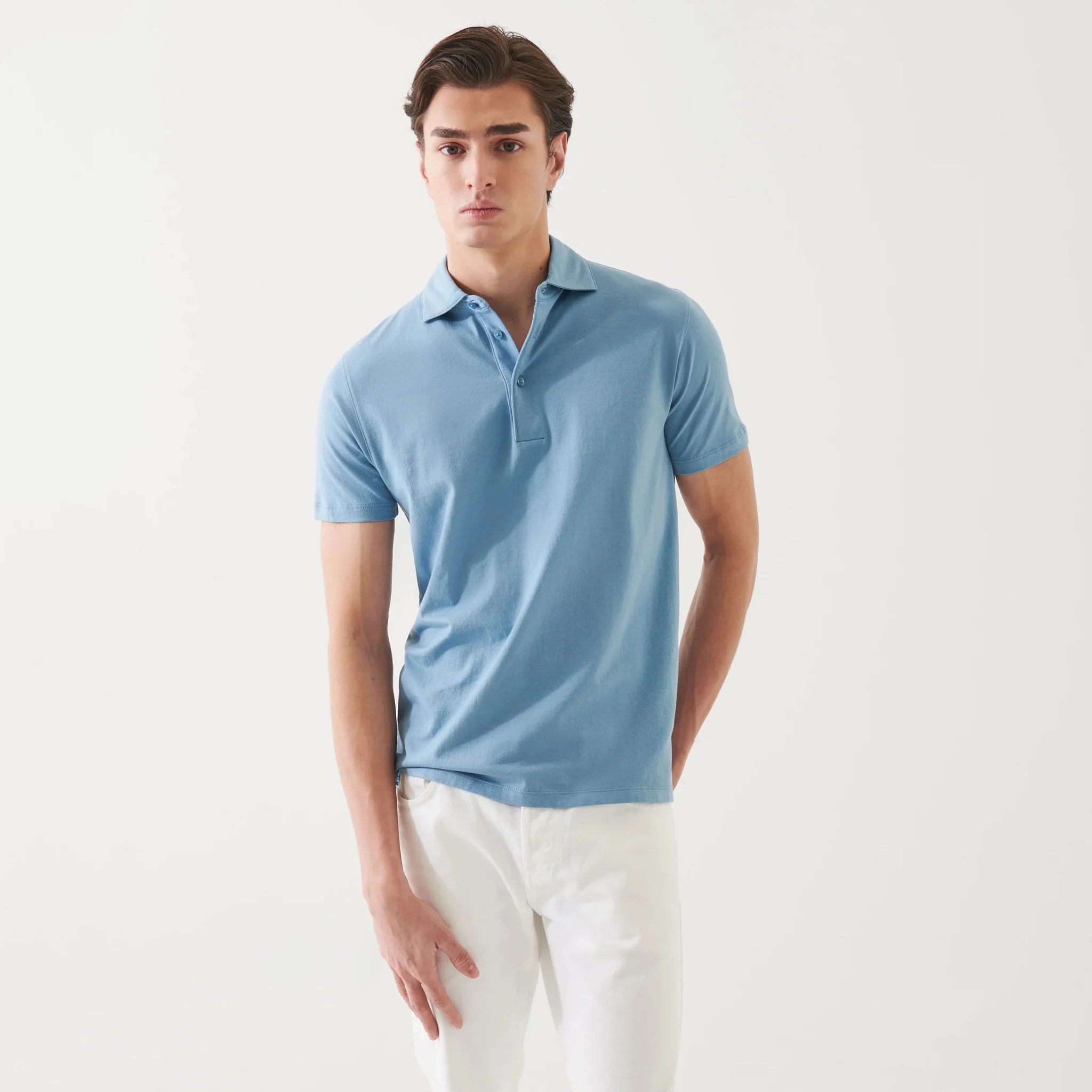 Country Blue Mercerized Pima Cotton Short Sleeve Polo Shirt - Patrick Assaraf - Image 5