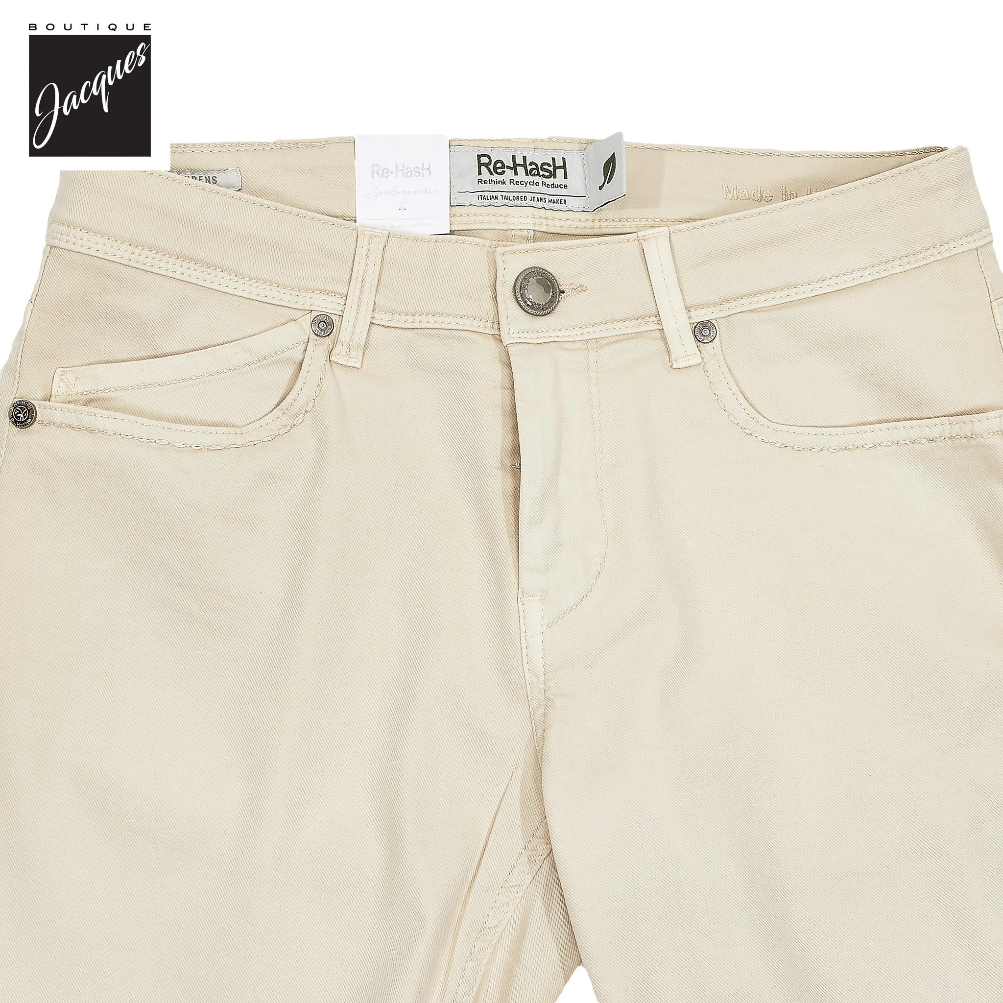 Ivory Cotton-Lyocell Twill 5-Pocket Pants - Re-Hash - Image 2
