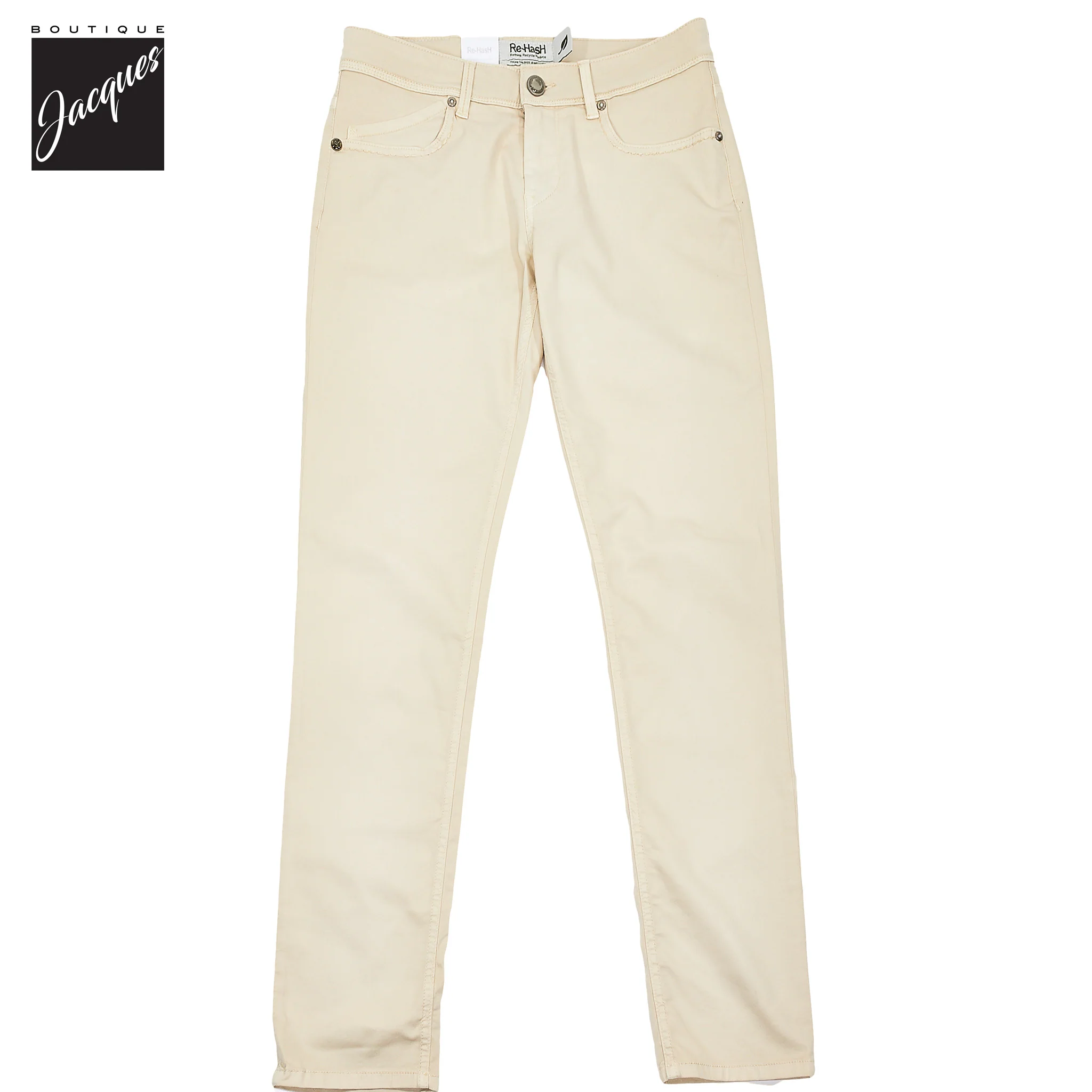 Ivory Cotton-Lyocell Twill 5-Pocket Pants - Re-Hash - Image 4