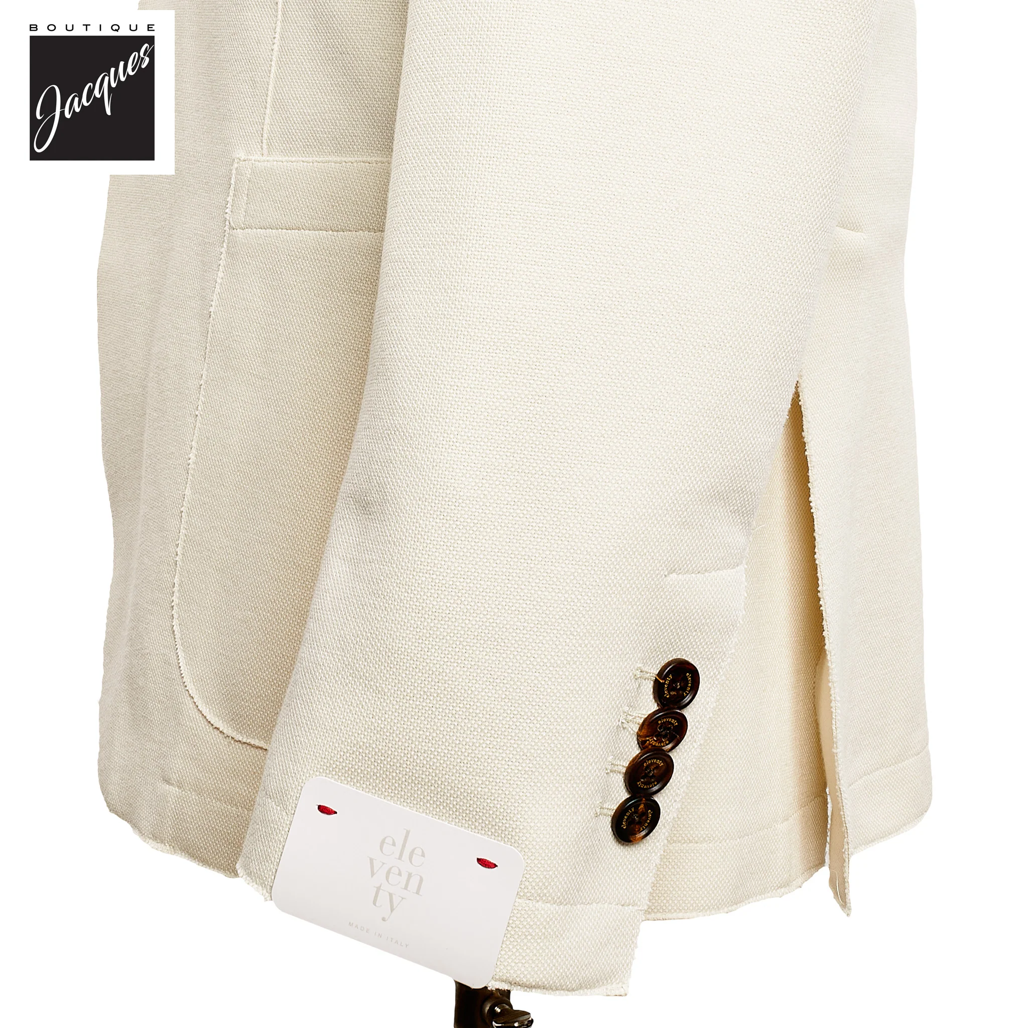 Cream Cotton Stretch Laser Cut Sport Jacket - ELEVENTY - Image 3