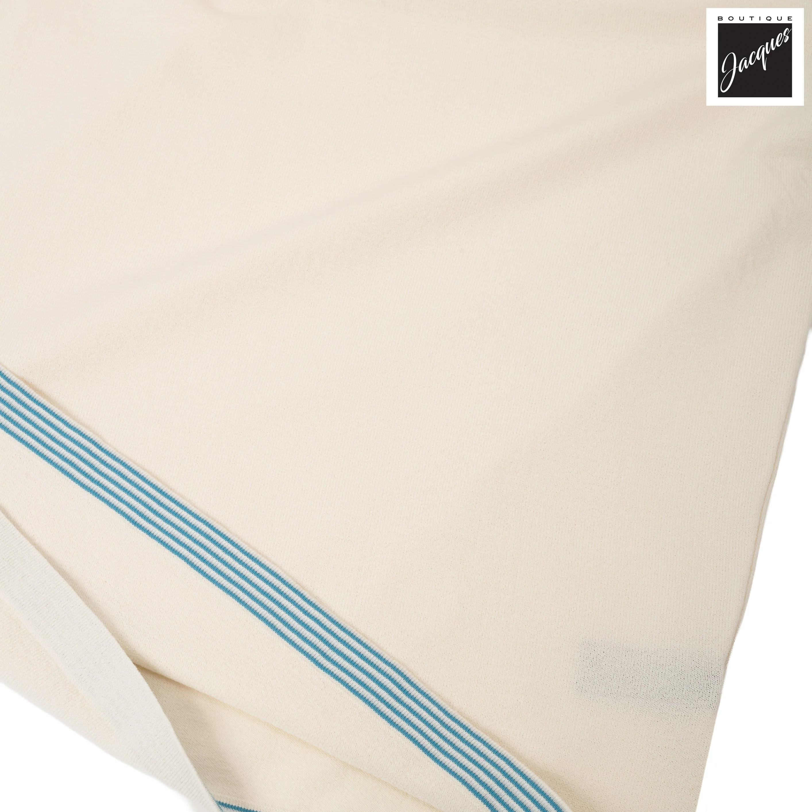 Cream Viscose-Stretch Knit Polo with Striped Contrast Details - Phil Petter - Image 9