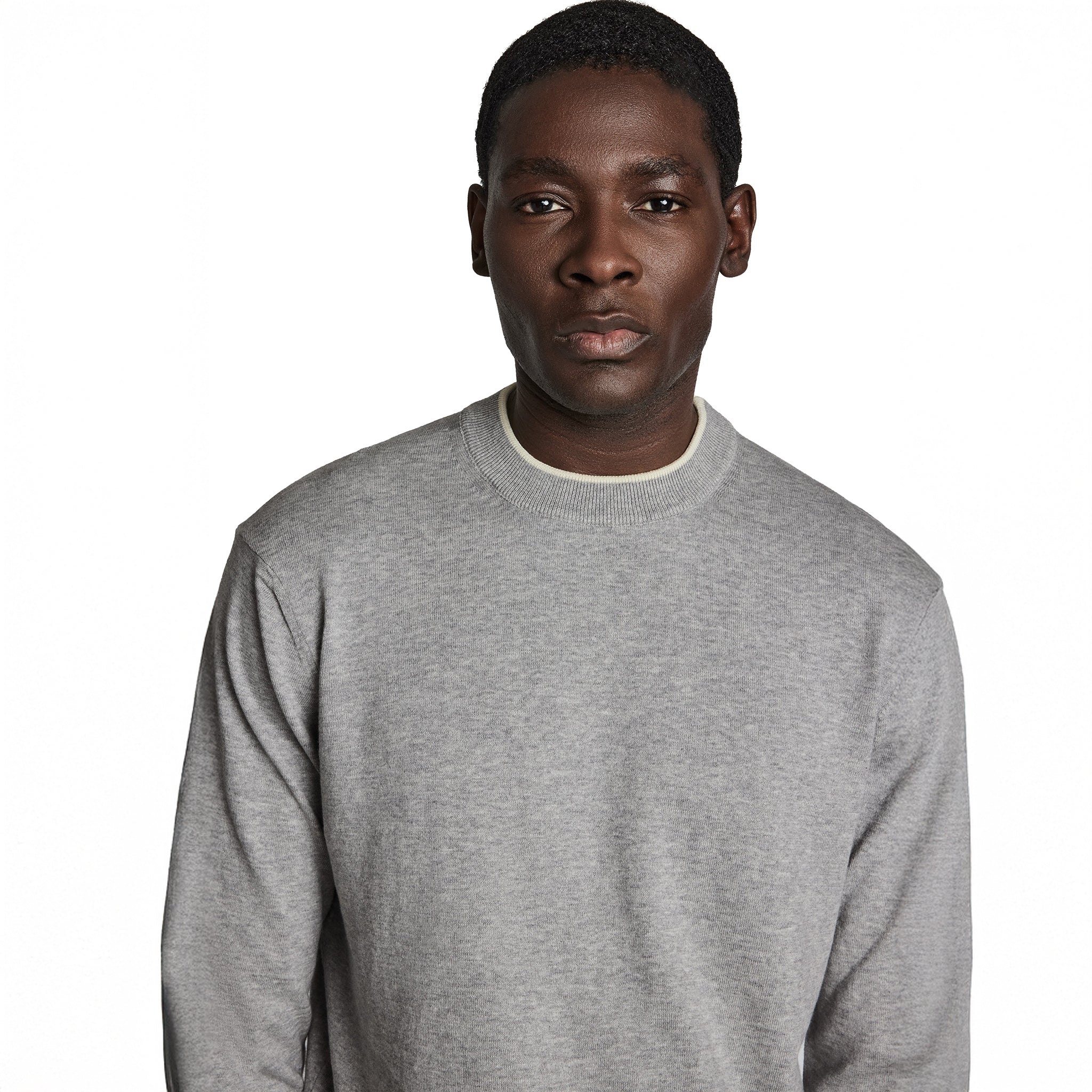 Light Grey Dan Cotton Crew Neck Knit Sweater - Jack Victor - Image 2