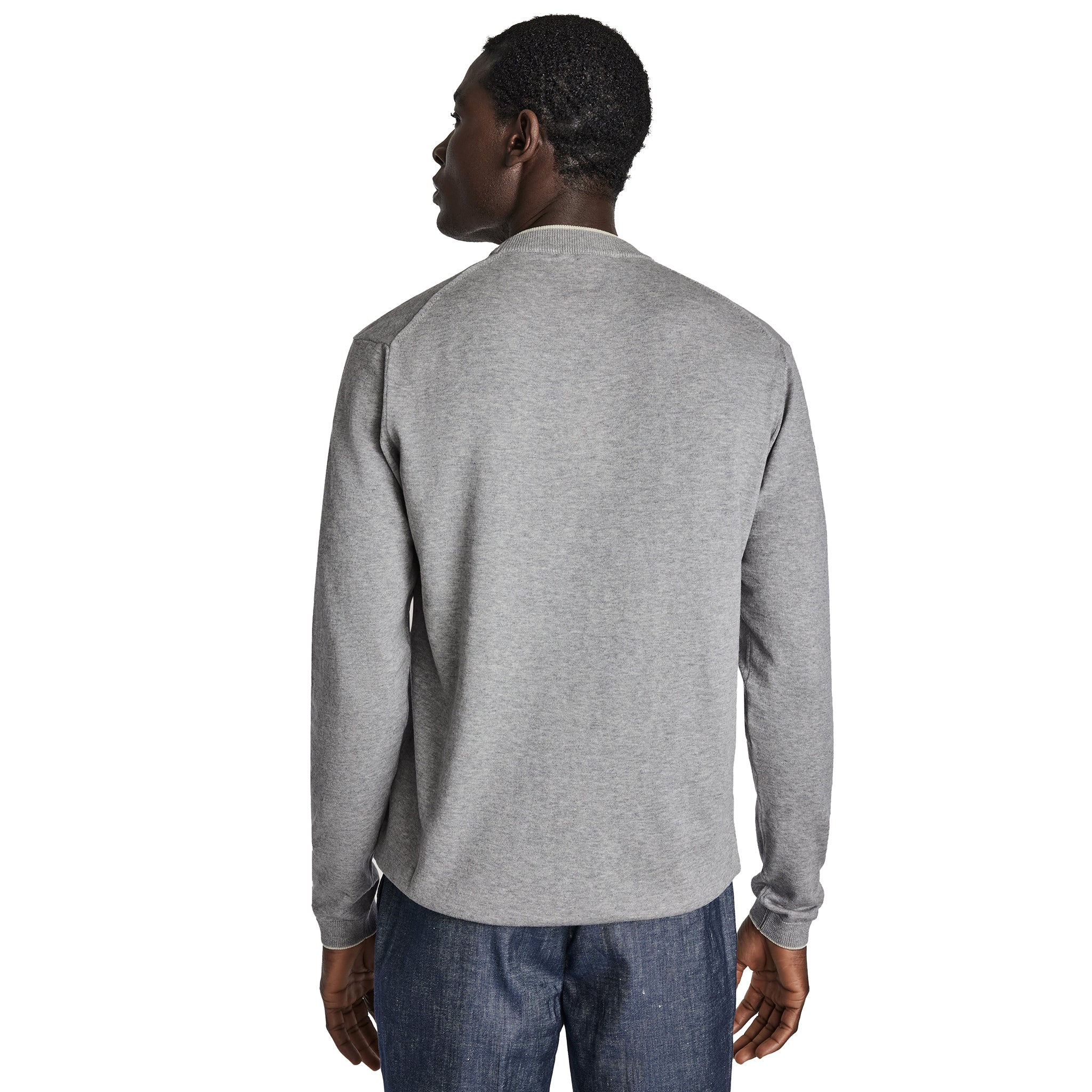 Light Grey Dan Cotton Crew Neck Knit Sweater - Jack Victor - Image 4