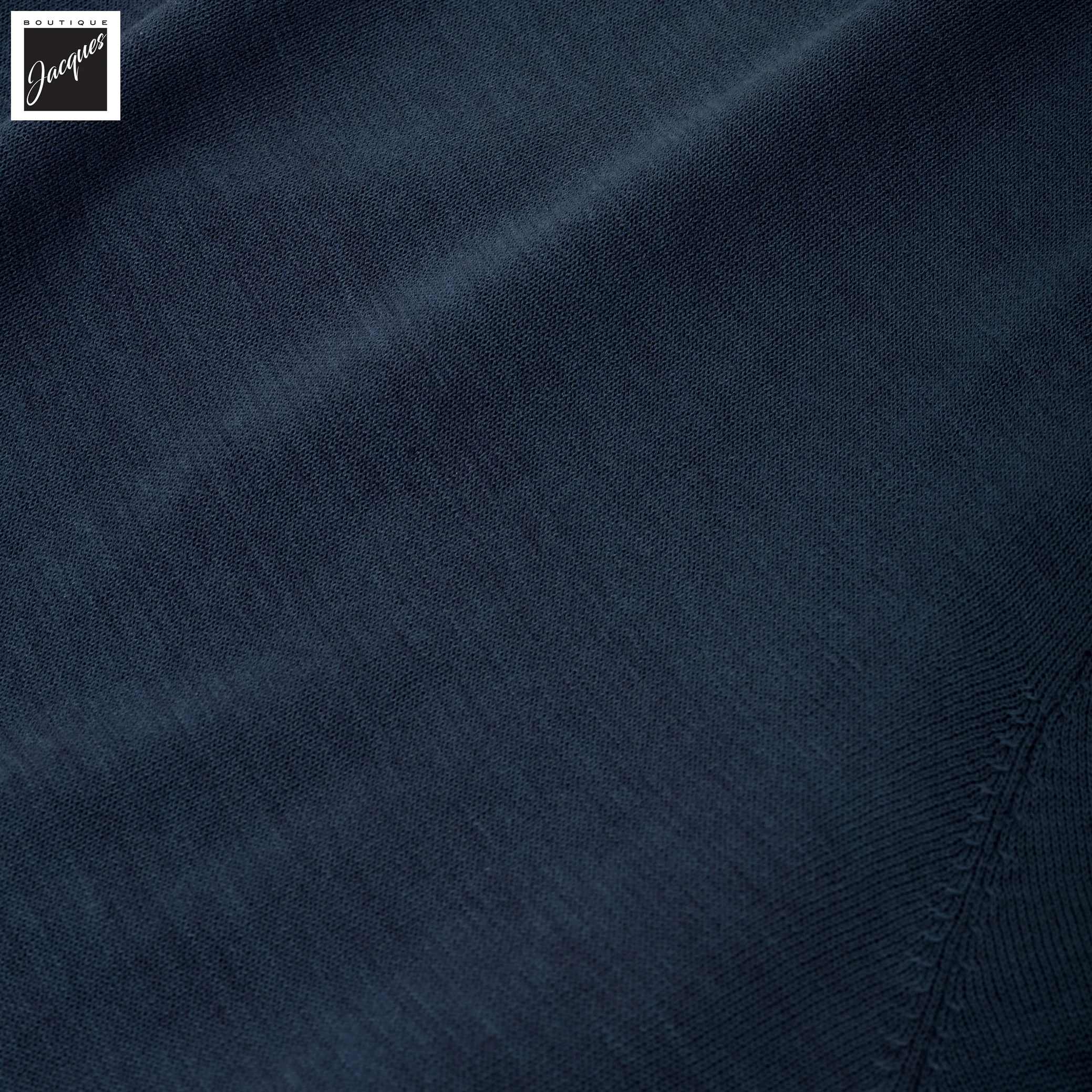 Dark Aviator Blue Cotton Silk Knit Short Sleeve Wellington Crewneck - Jack Victor - Image 5