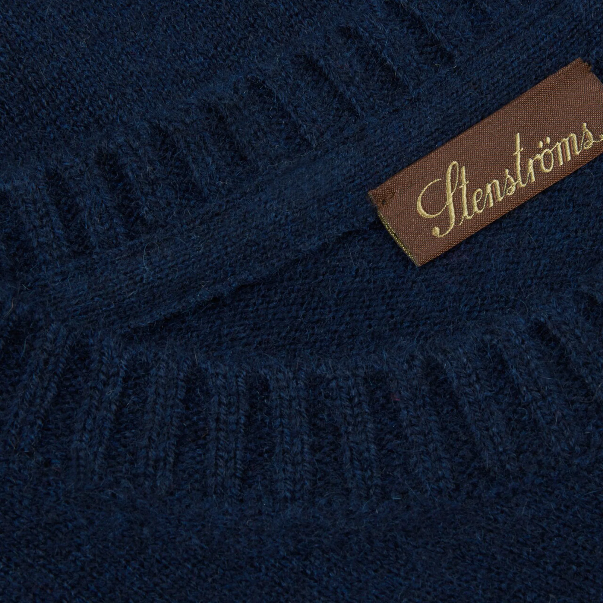 Dark Blue Cashmere Knit Crew Neck Sweater - Stenströms - Image 5
