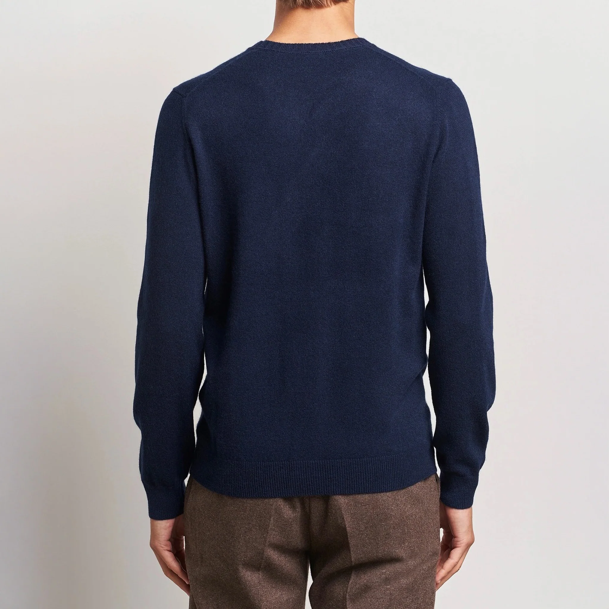 Dark Blue Cashmere Knit Crew Neck Sweater - Stenströms - Image 8