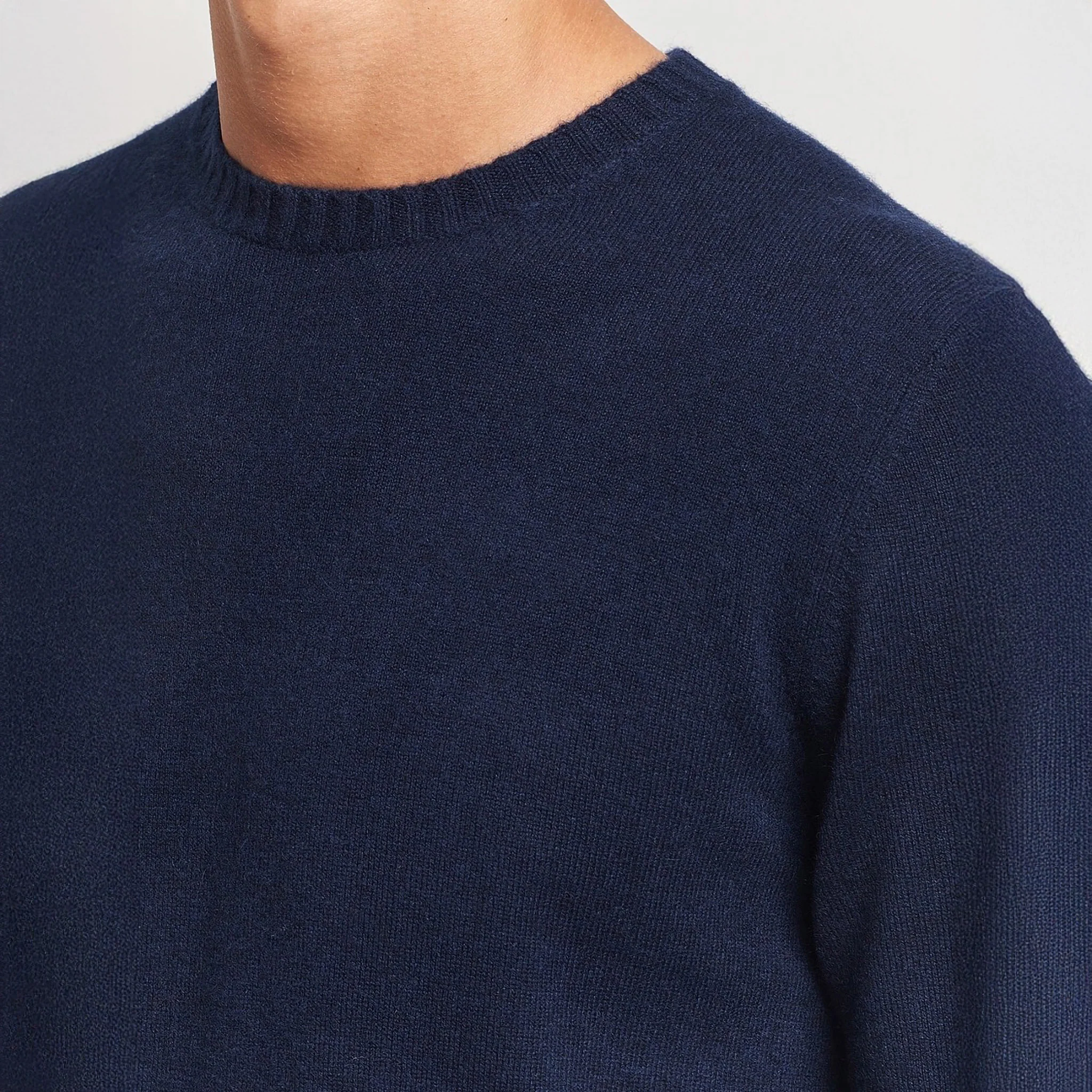Dark Blue Cashmere Knit Crew Neck Sweater - Stenströms - Image 9