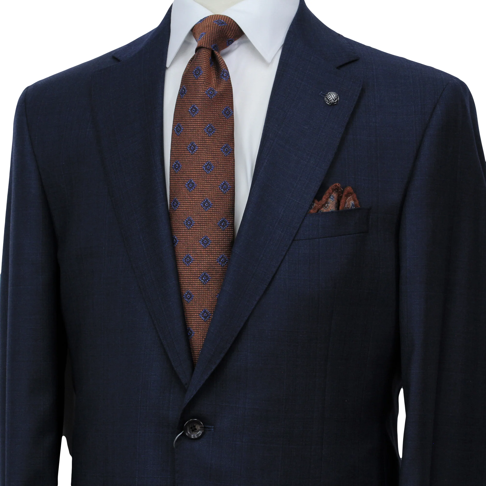 Dark Blue Check Loro Piana Super 170's Wool-Cashmere Modern Fit Suit - Jack Victor 1913 - Image 2