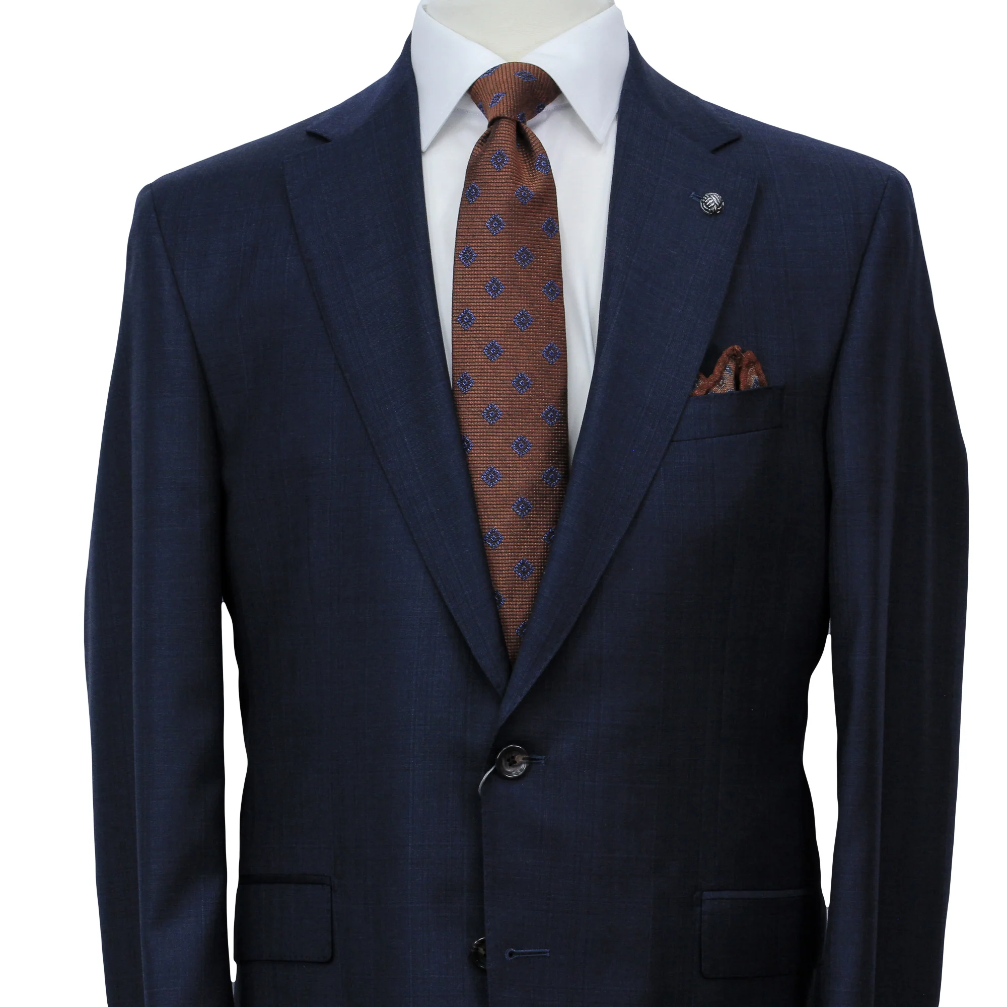 Dark Blue Check Loro Piana Super 170's Wool-Cashmere Modern Fit Suit - Jack Victor 1913 - Image 3