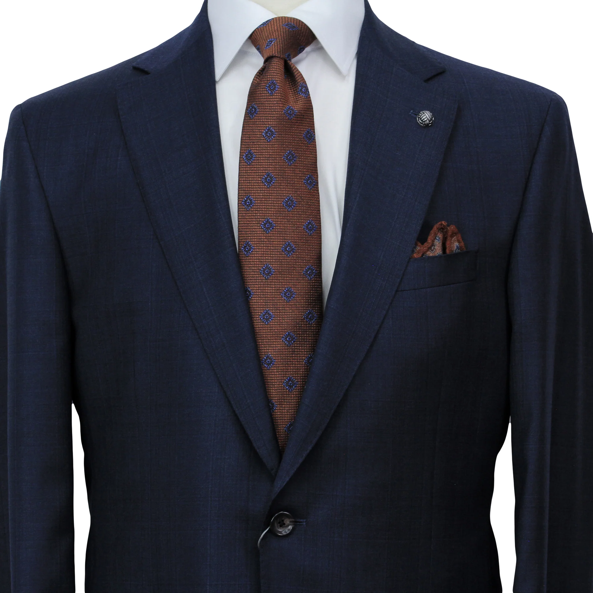 Dark Blue Check Loro Piana Super 170's Wool-Cashmere Modern Fit Suit - Jack Victor 1913 - Image 4