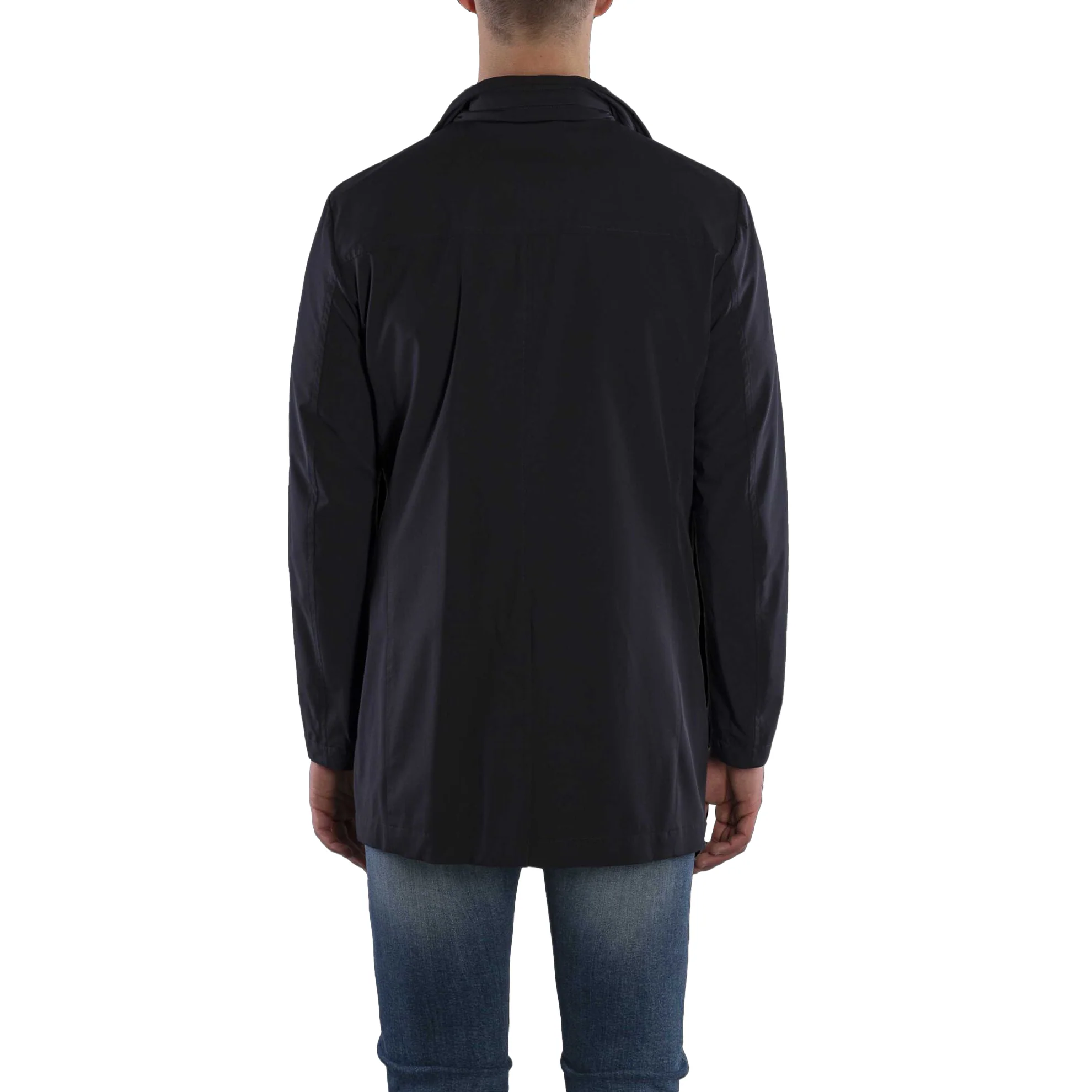 Dark Blue Hektor Raincoat Unlined Overcoat - MooRER - Image 3