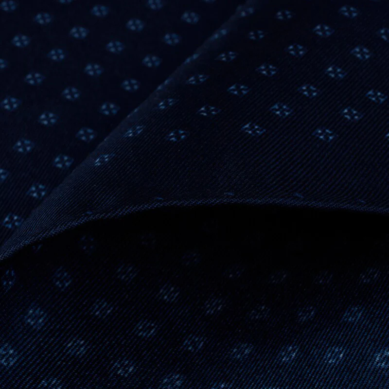 Dark Blue Micro Floral Printed Silk Hankie - Stenströms - Image 2