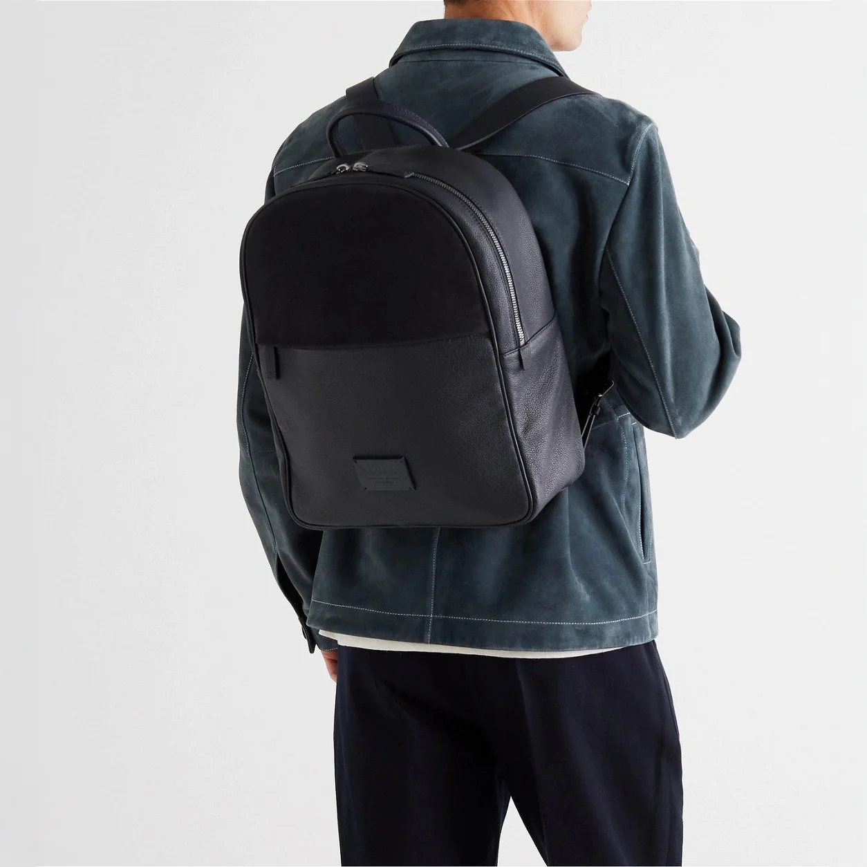 Navy Calf-Leather & Nubuck Business-Casual Backpack - Anderson's - Image 5