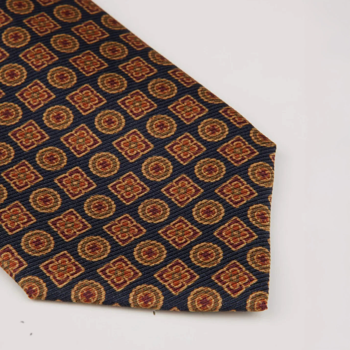 Dark Blue Patterned Silk Tie - Stenströms - Image 2