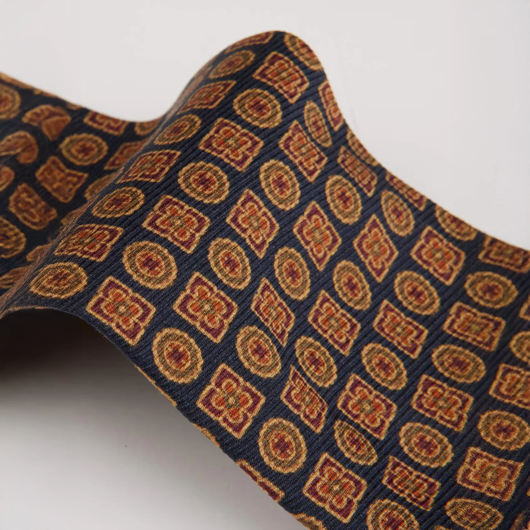 Dark Blue Patterned Silk Tie - Stenströms - Image 3