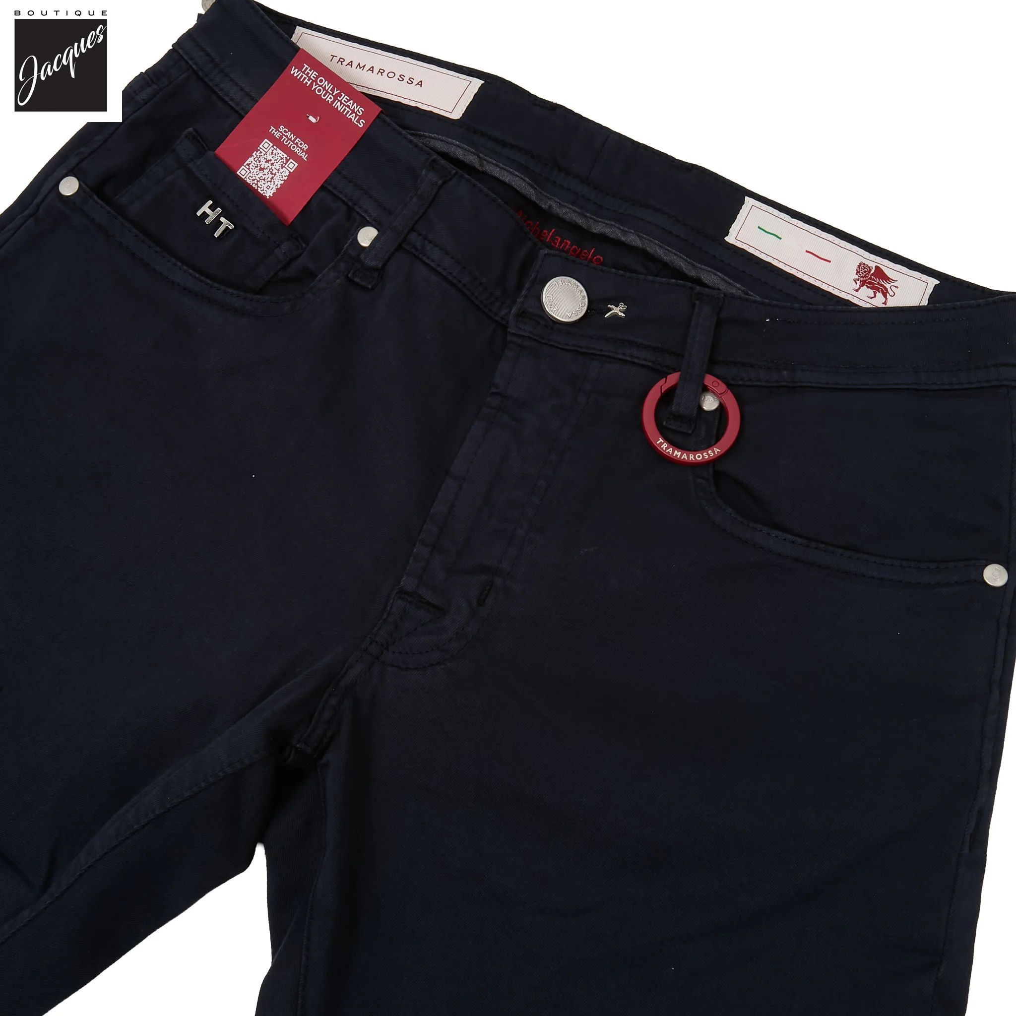 Dark Blue Soft Dye Michelangelo Super-Stretch Five Pocket Pants - TRAMAROSSA - Image 7