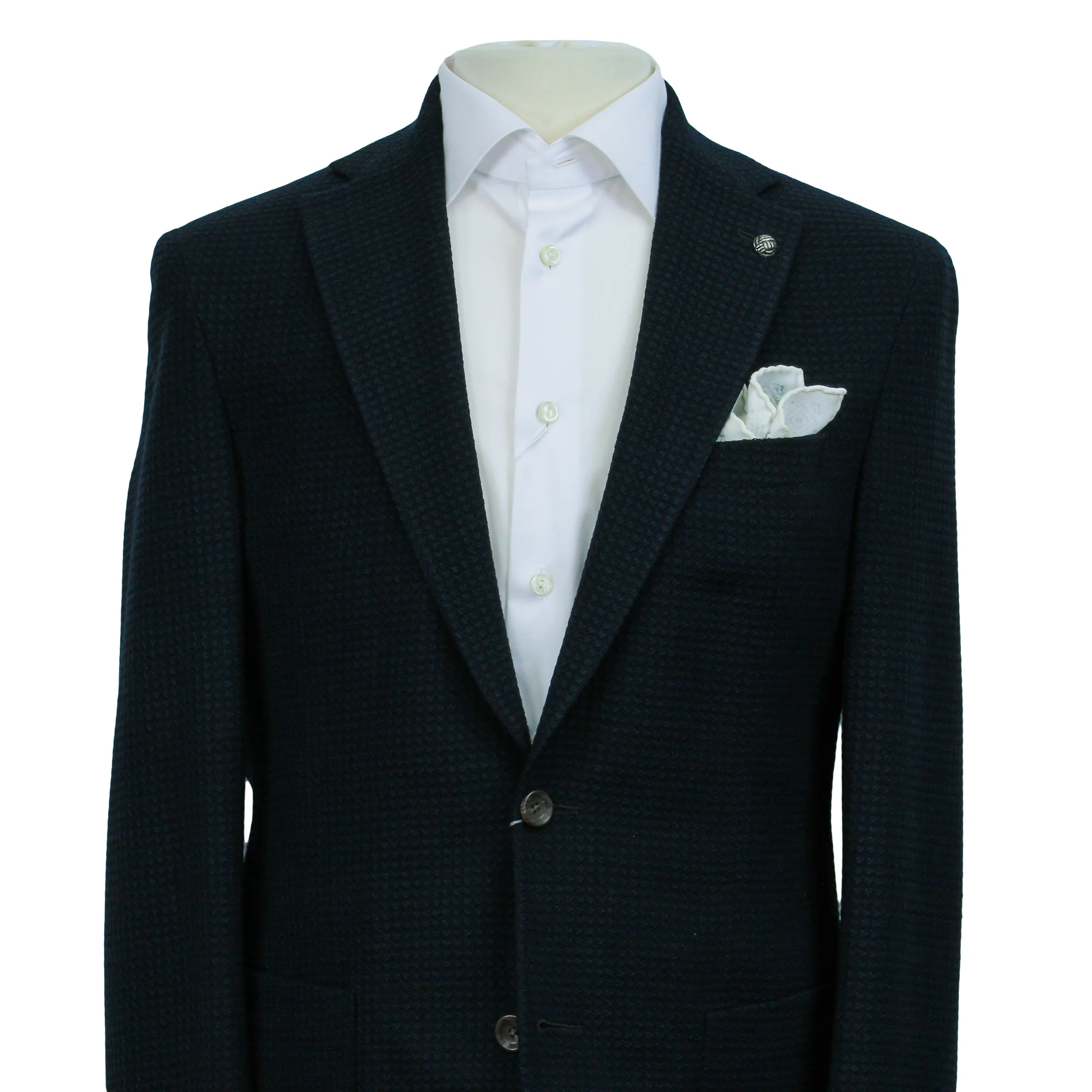 Dark Blue Textured Hampton Contemporary Fit Sport Jacket - Jack Victor - Image 3