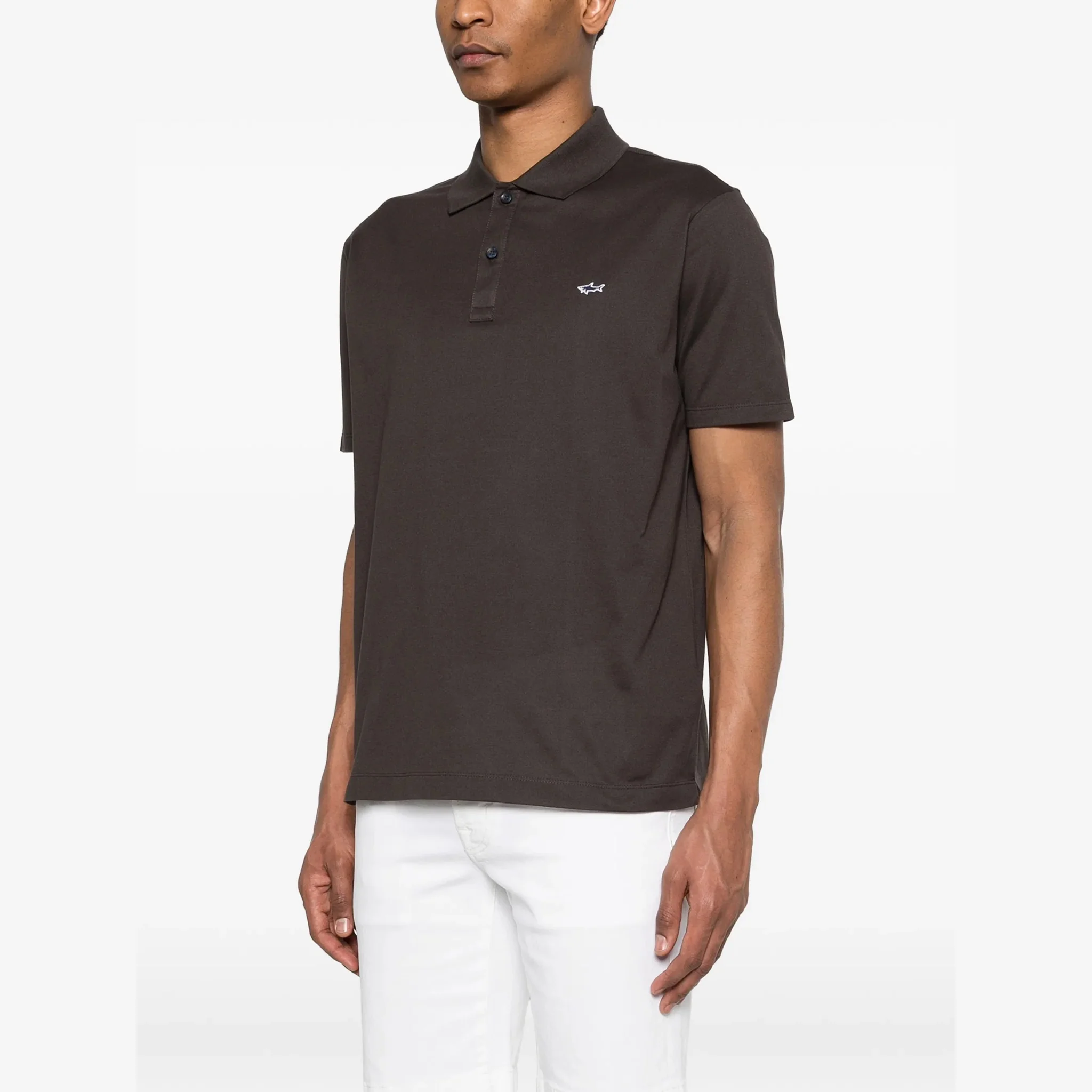 Dark Brown Double Piqué Cotton Polo Shirt - Paul & Shark - Image 2